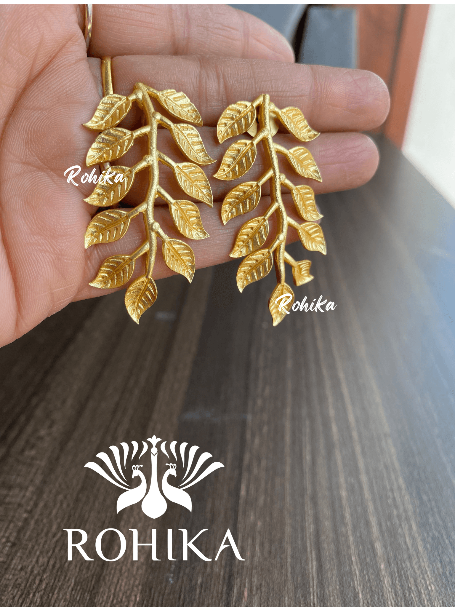 Navisha earrings(GJ008) -Golden - Rohika Store