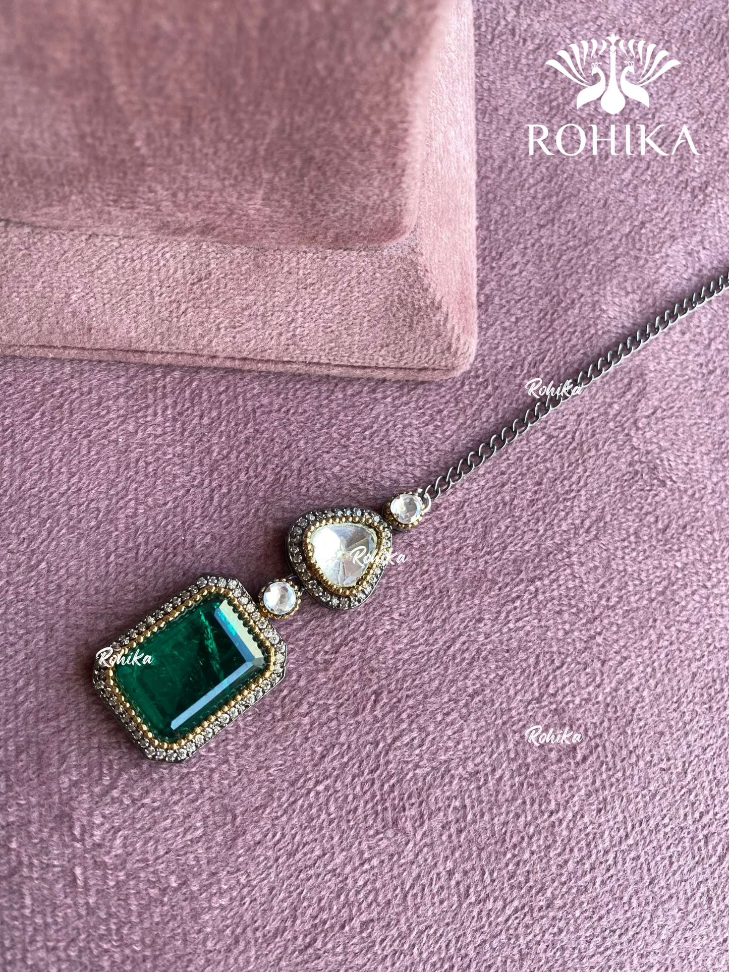 Polki kundan maangtikka (PLKM-079) - Green - Rohika store