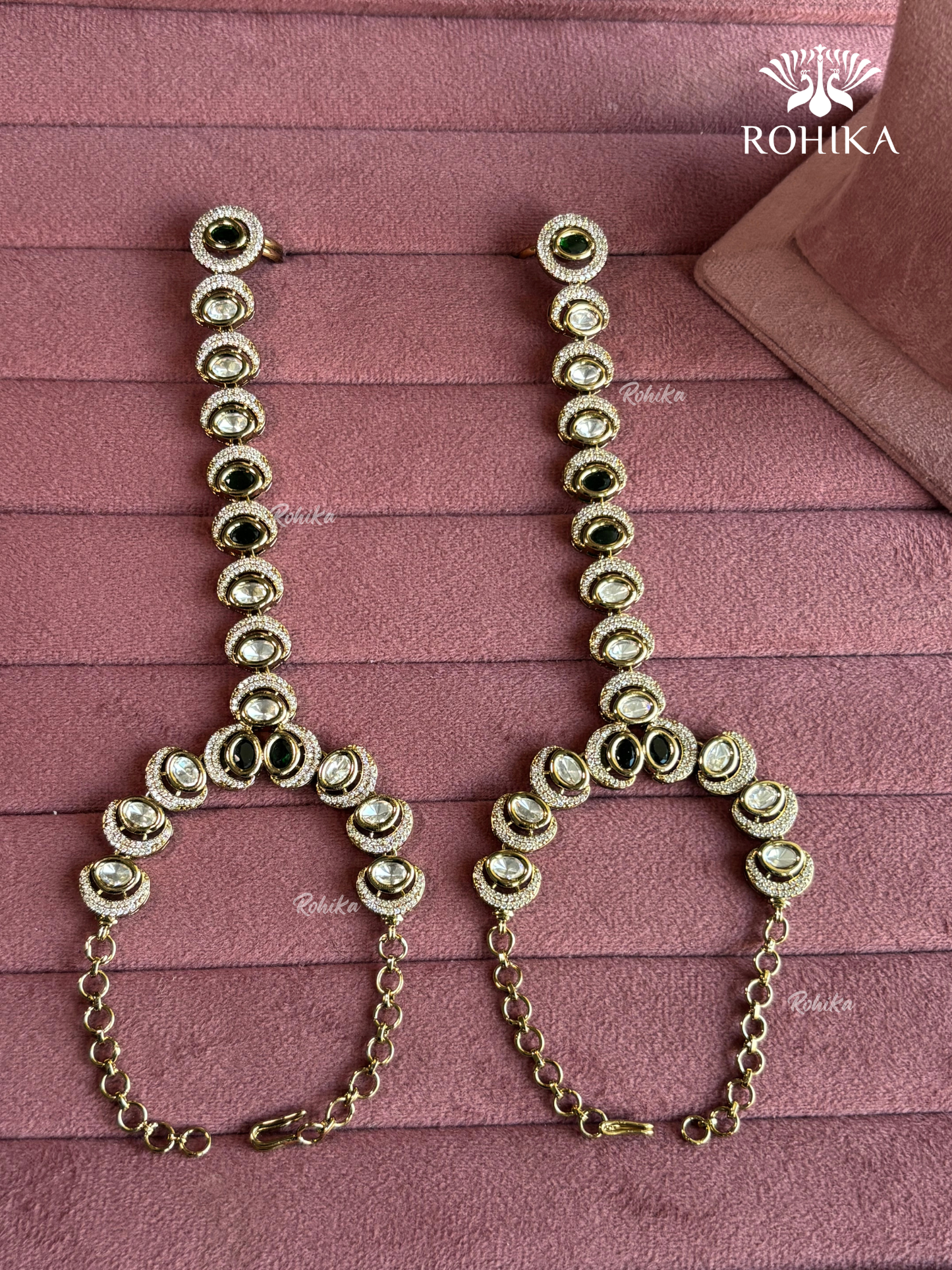 Polki kundan haathphool (HP019) - Dark Green