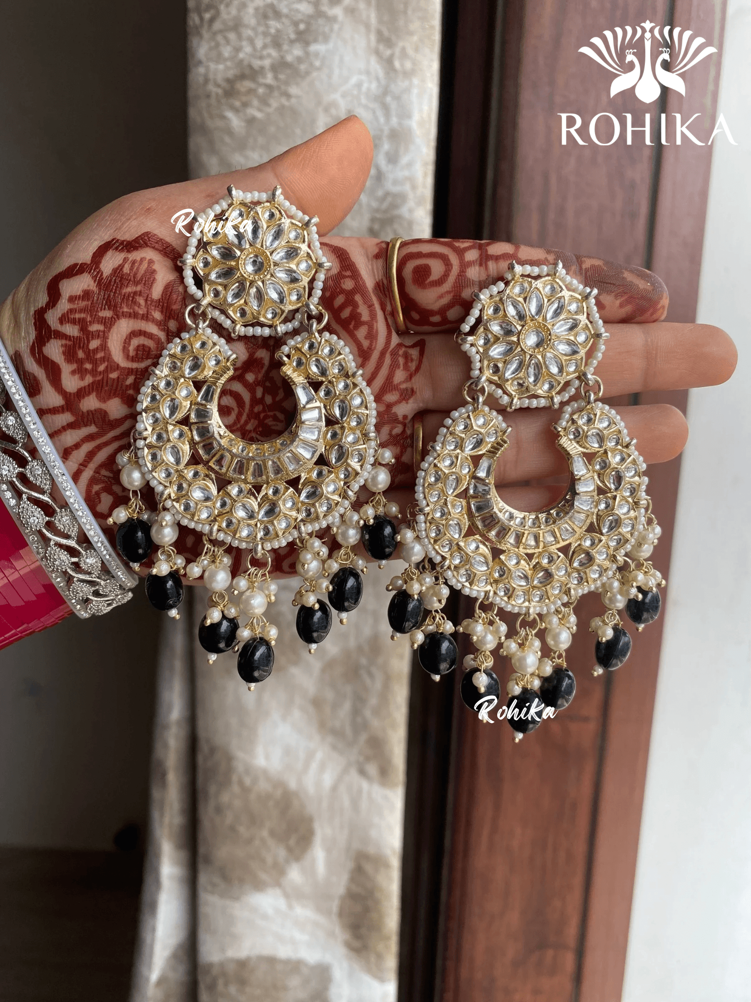 Navpreet beautiful earrings - Black - Rohika Store