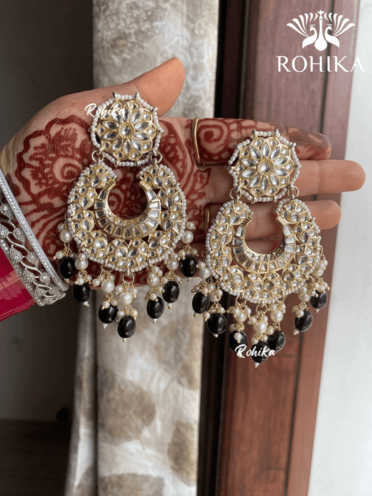 Navpreet beautiful earrings - Black - Rohika Store
