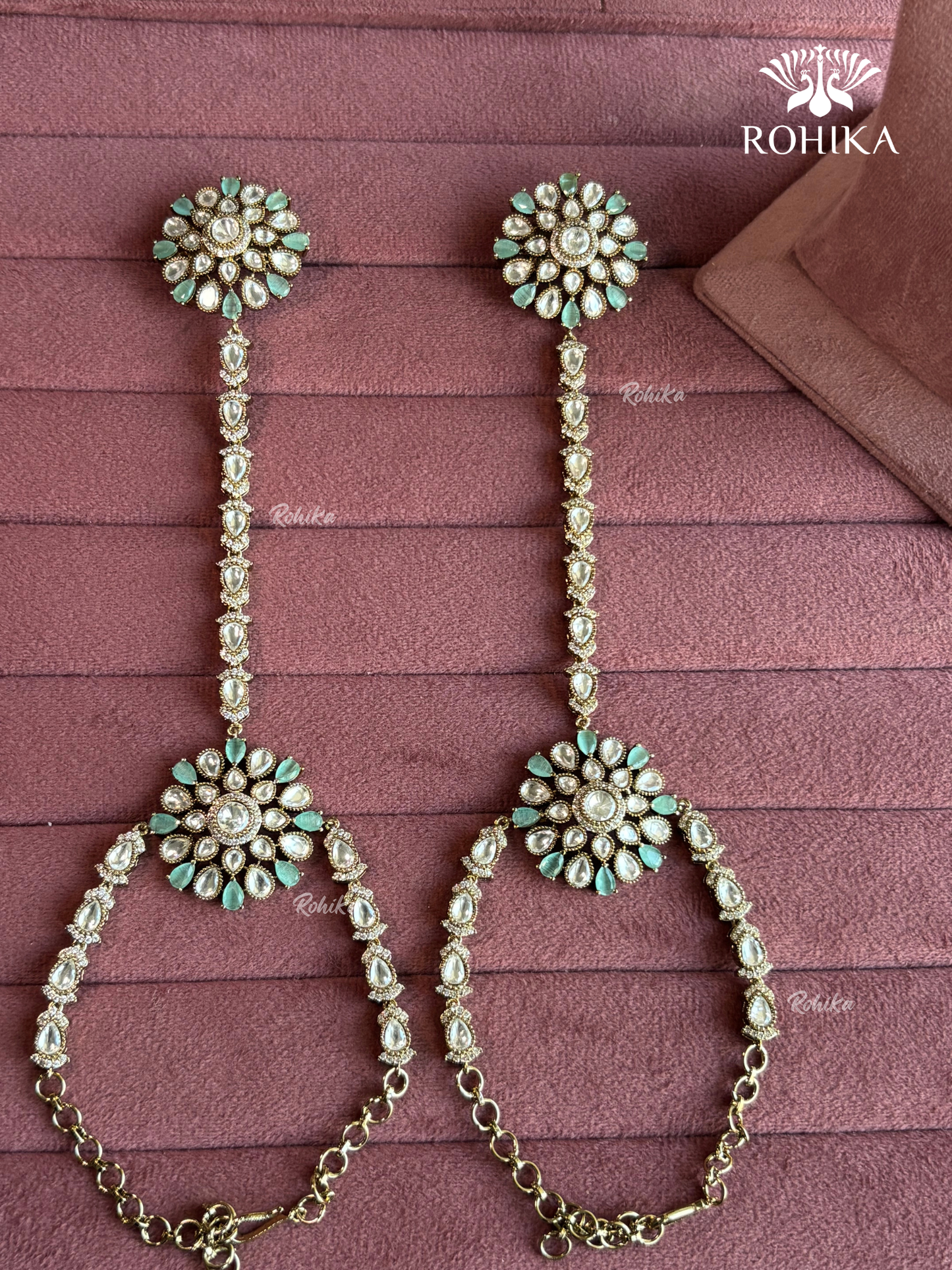 Polki kundan haathphool (HP017) - Mint Green