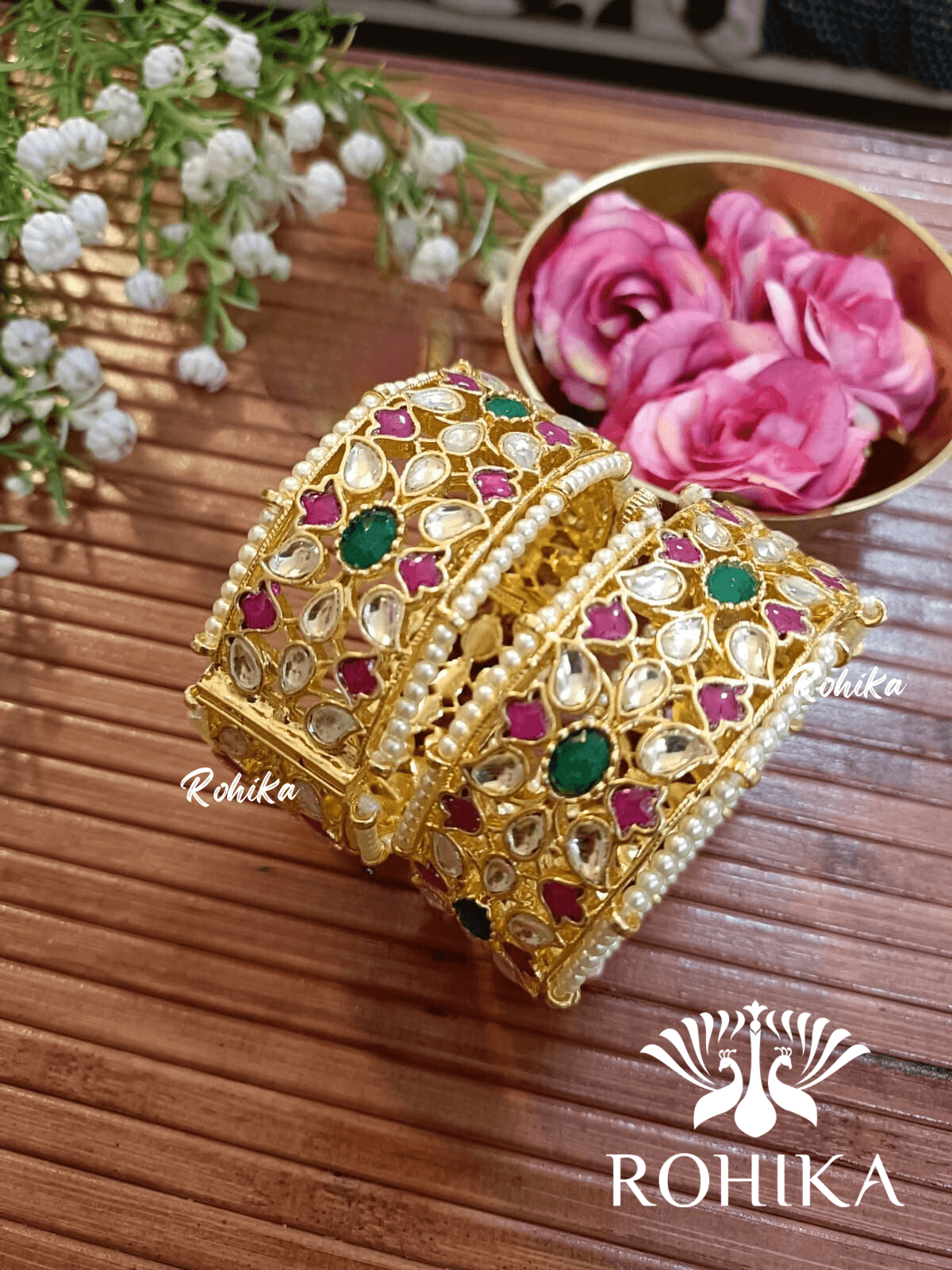 Pachhi kundan bangles - Multi (Pkb005-M) - Rohika Store