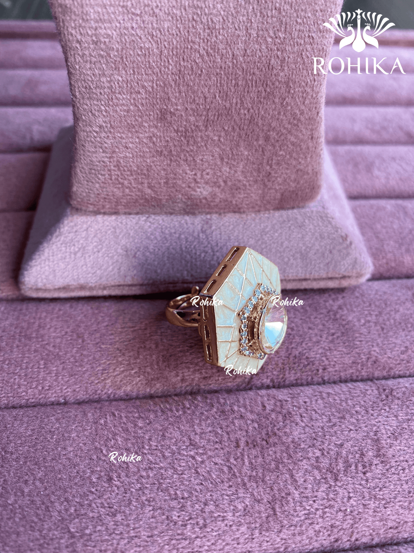 Angana polki kundan ring (SG-060) - Cream white - Rohika Store