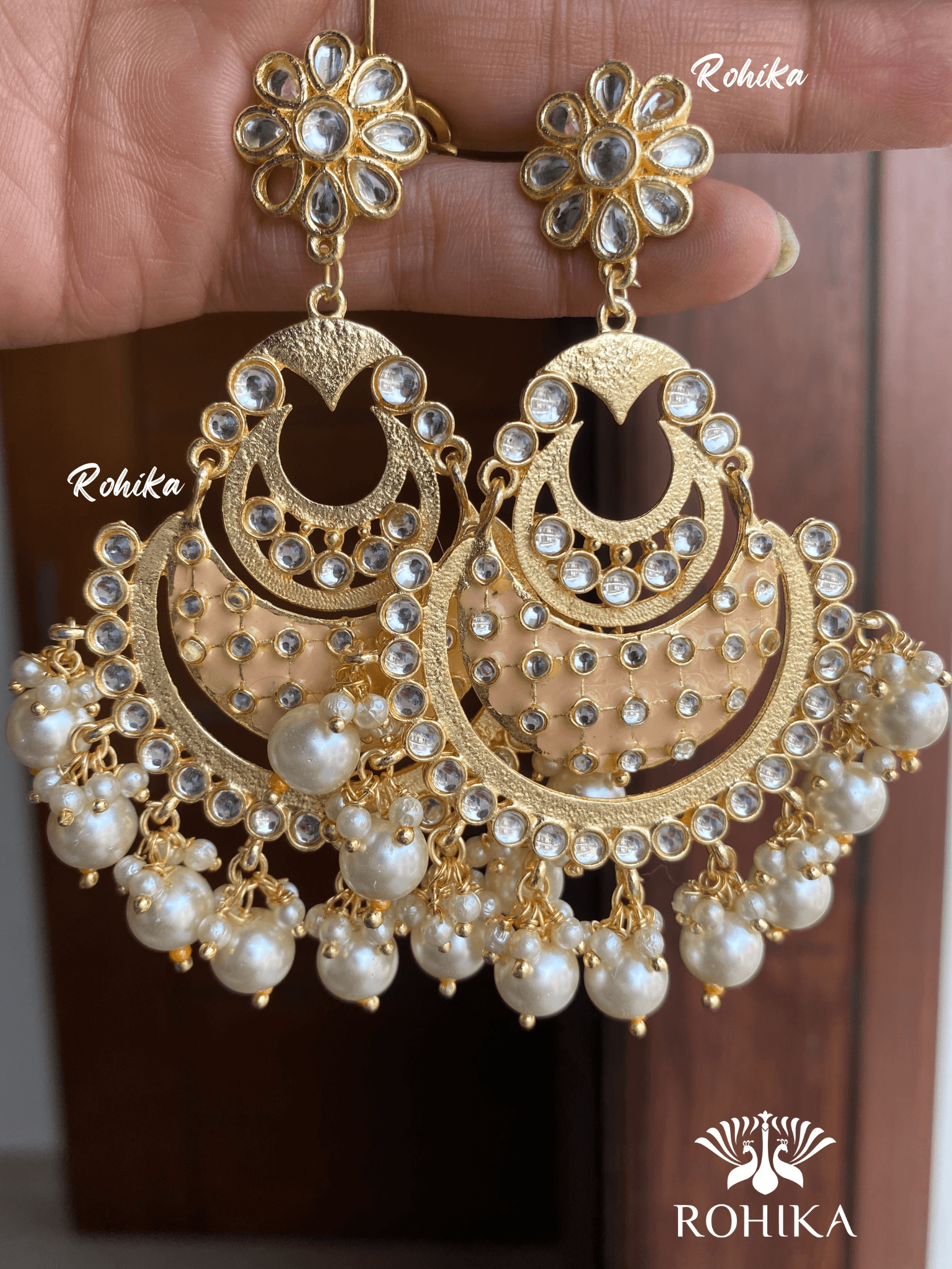 Reena Beautiful earrings-Peach - Rohika Store
