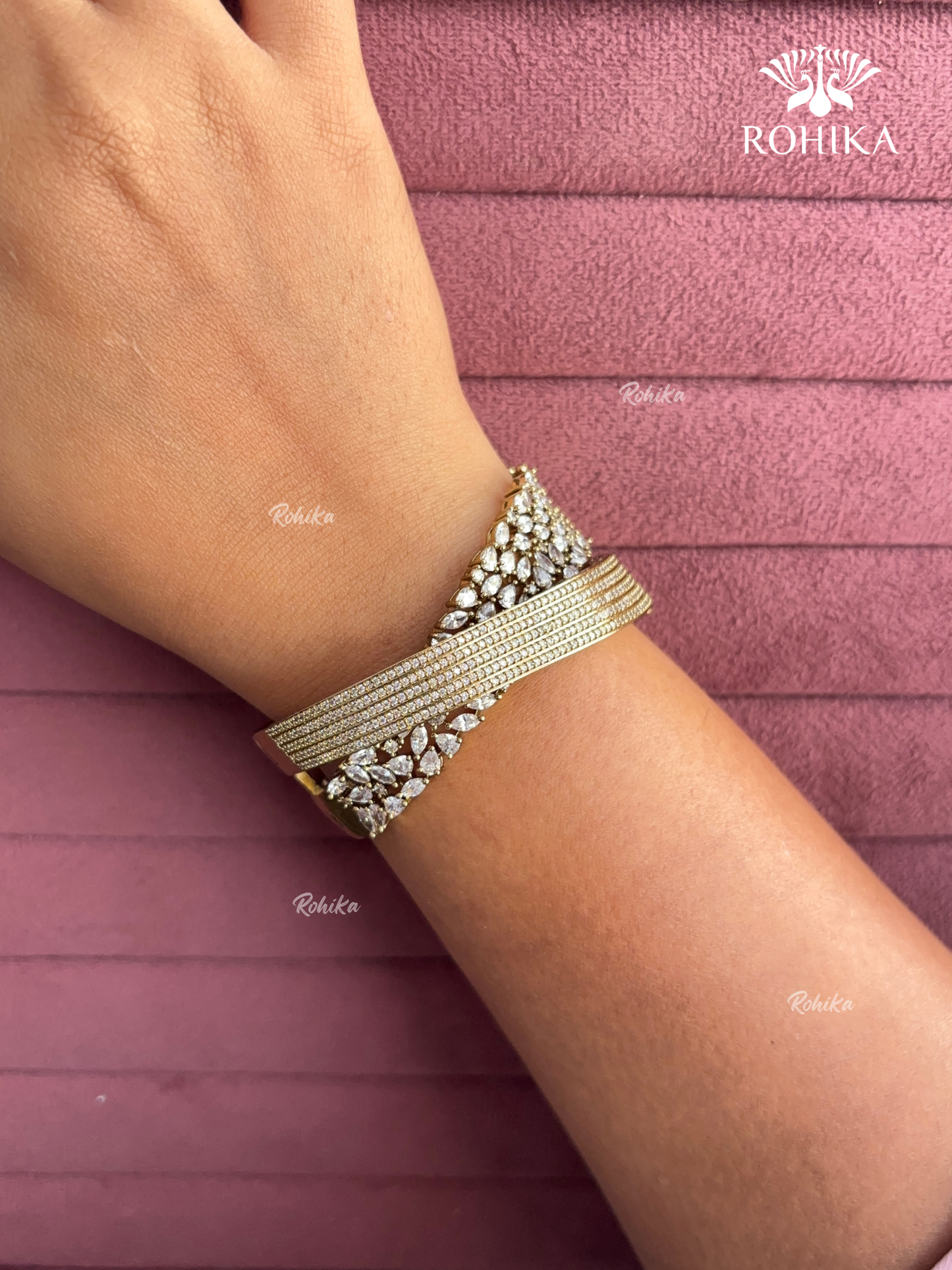 Anne American Diamond Bracelet/Kada (MB-0109) - Golden