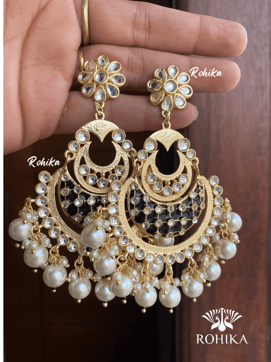 Reena Beautiful earrings- Black - Rohika Store