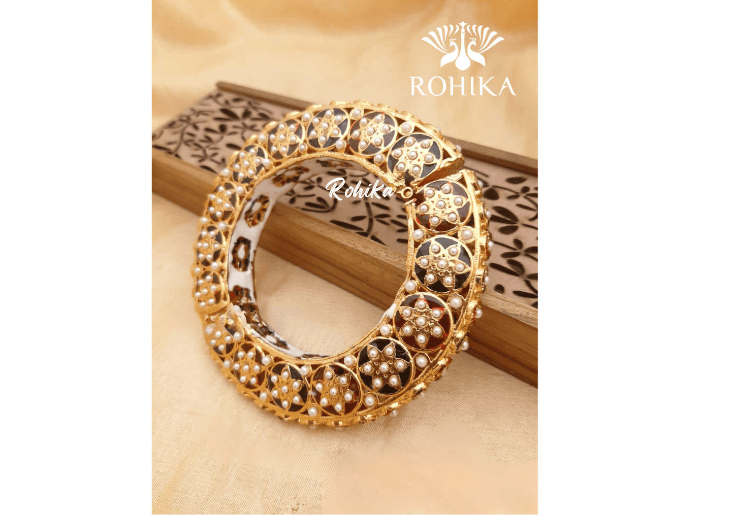 Navya jadau bangles (Single) -Multi colour - Rohika Store