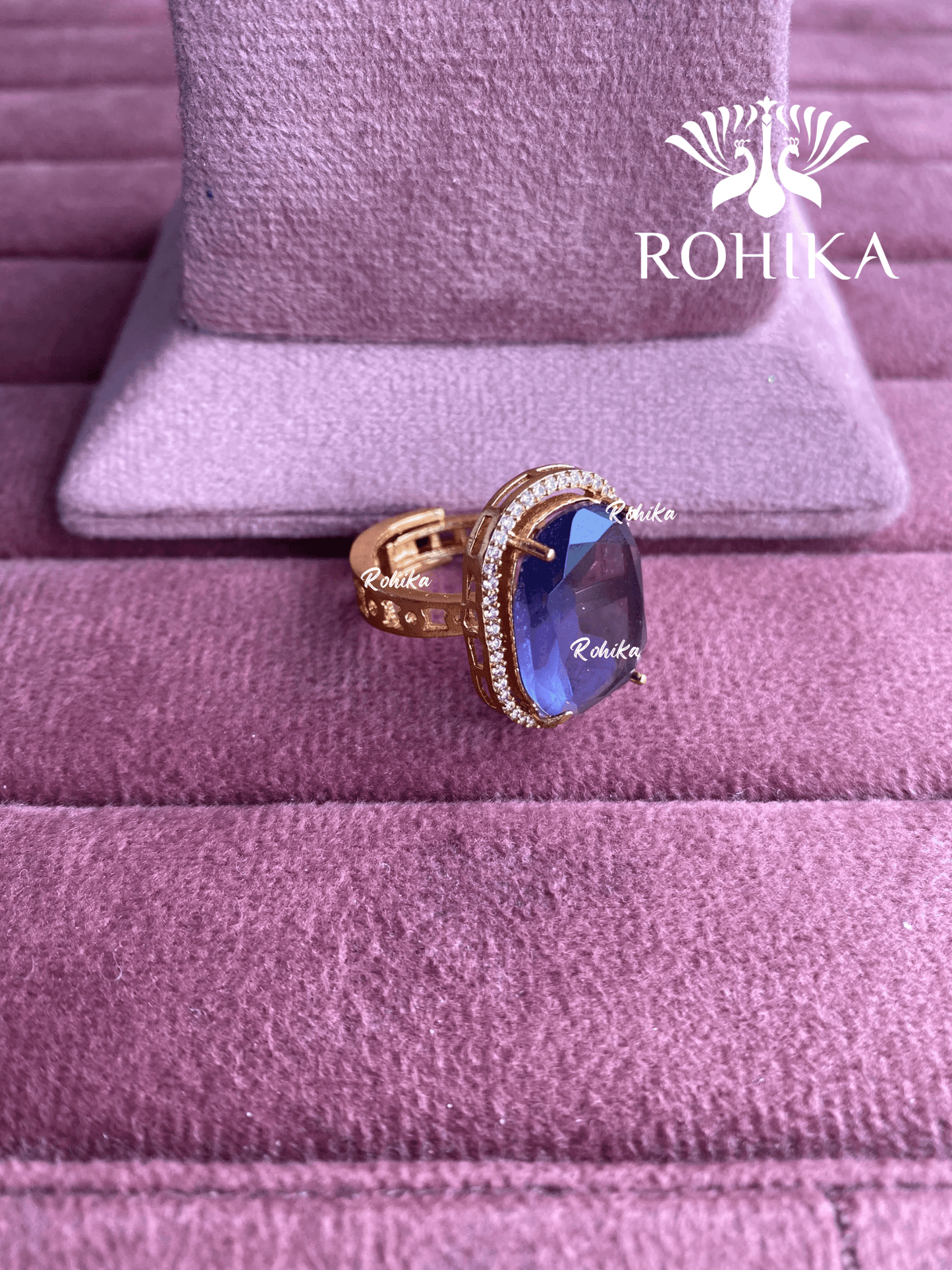 Angana polki kundan ring (SG-093) - Purple - Rohika Store
