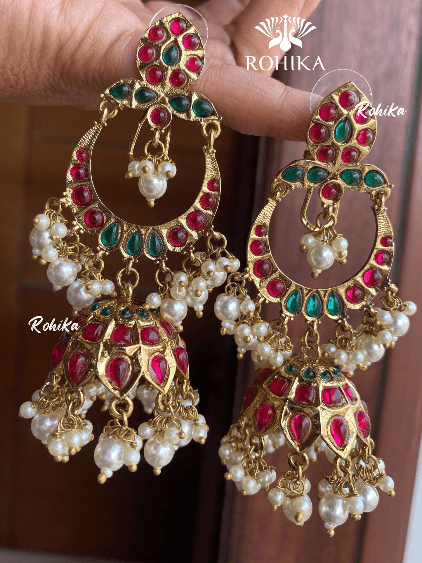 Anny beautiful earrings-Red and green - Rohika Store