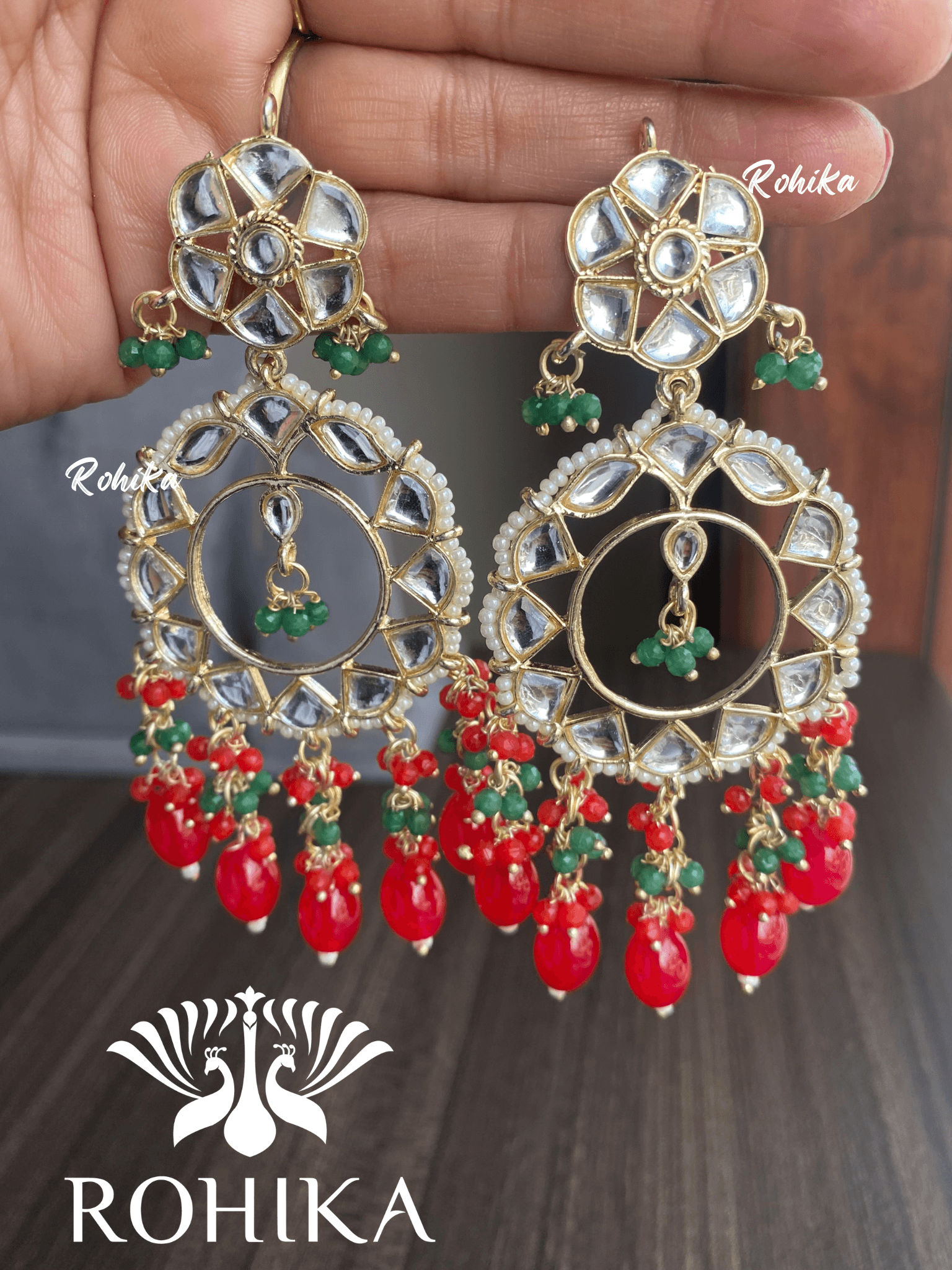 Mona beautiful earrings-Red - Rohika Store