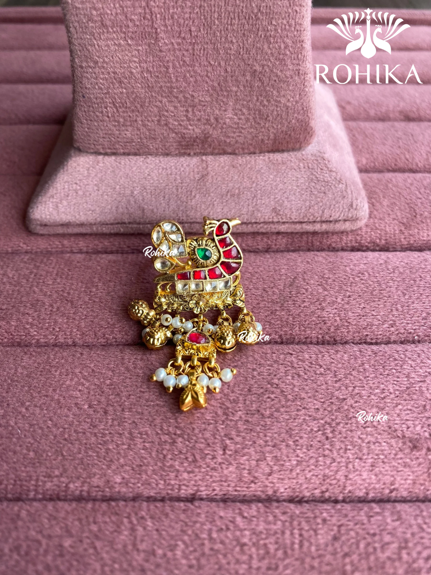 Padmini pachhi kundan ring (SG-158) - Red & Green - Rohika store
