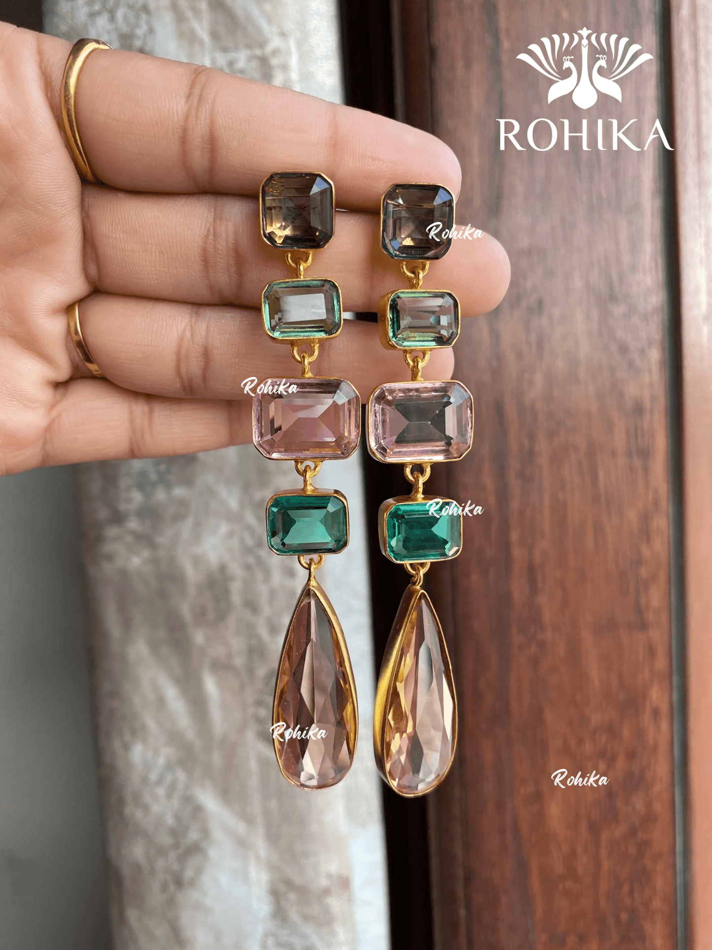 Designer earrings (M-007) - Multi colour - Rohika Store
