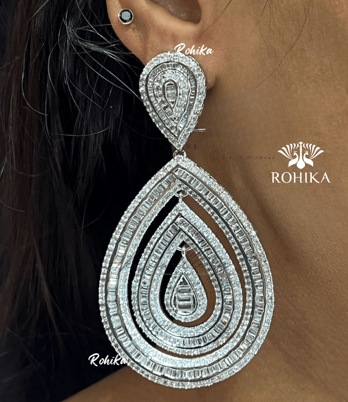Krisha american diamond earrings - Silver - Rohika Store