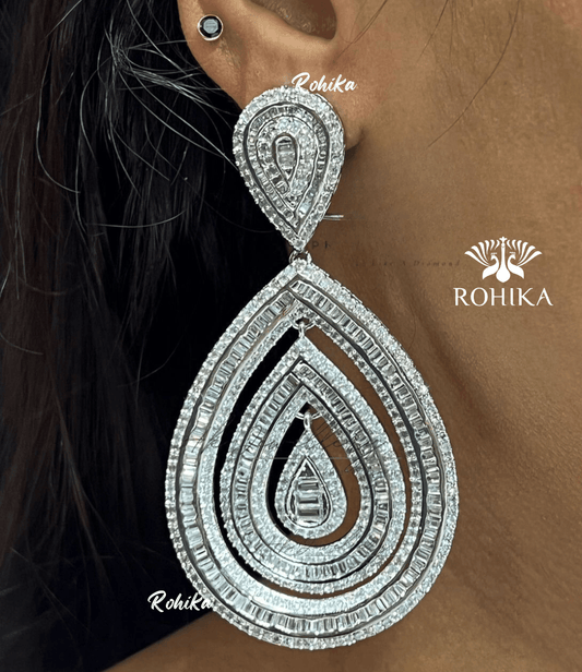 Krisha american diamond earrings - Silver - Rohika Store