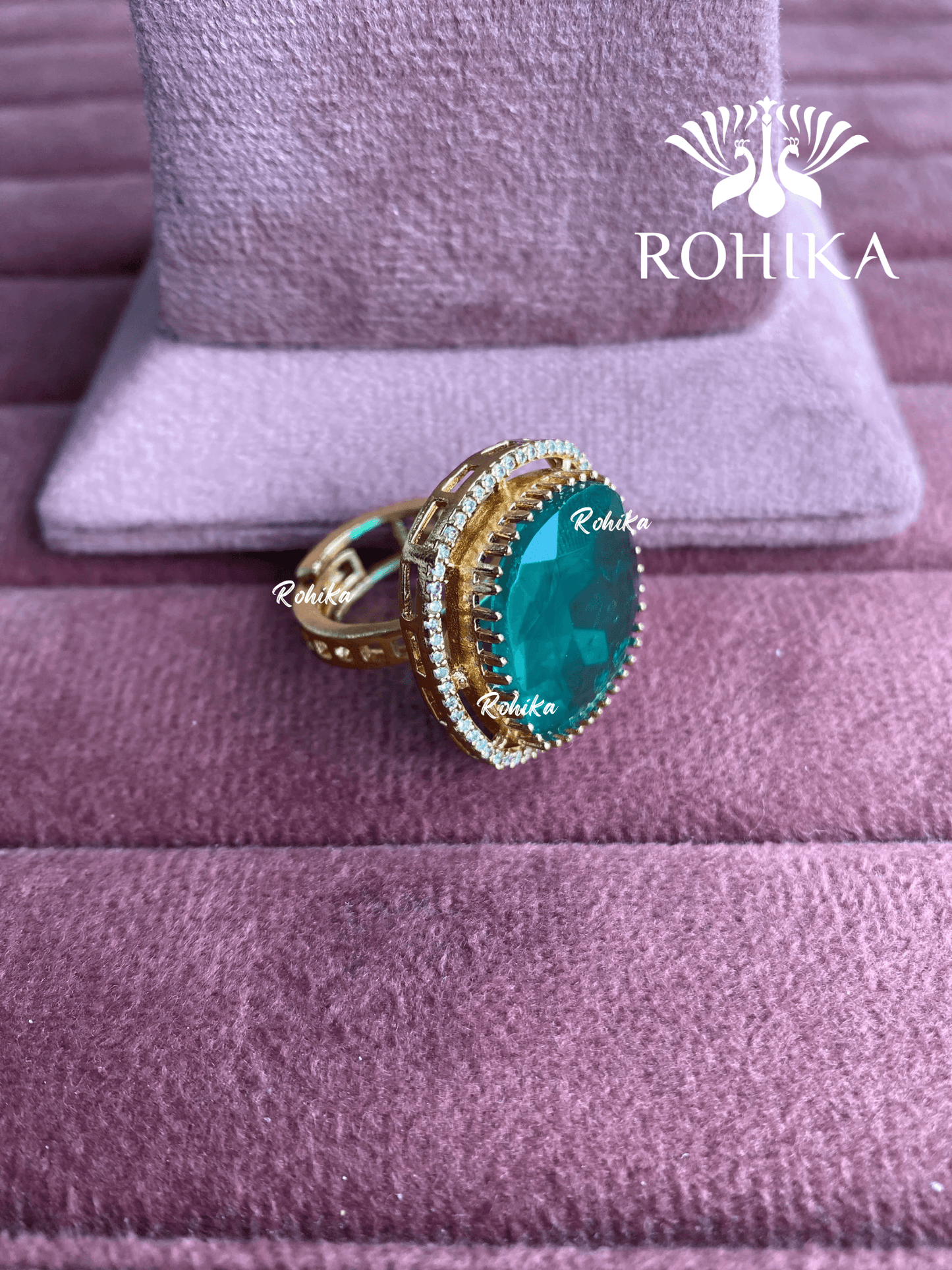 Angana polki kundan ring (SG-102) - Green - Rohika Store
