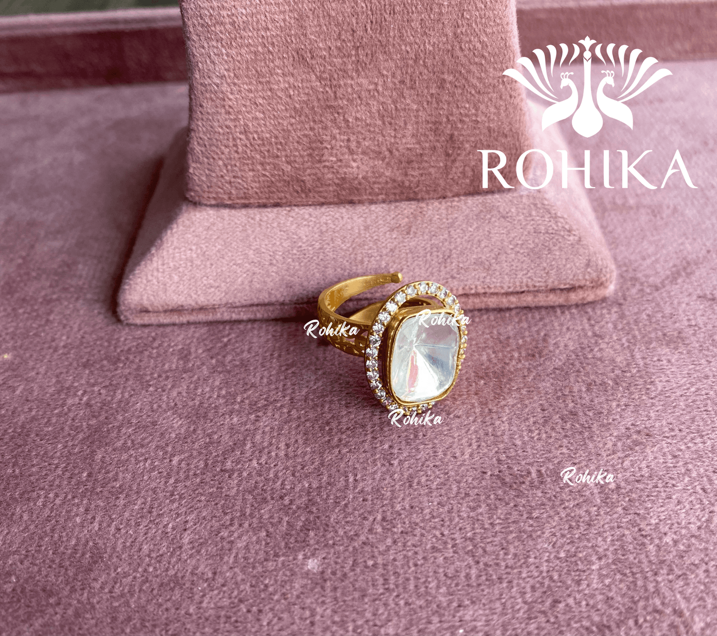 Angana polki kundan ring (SG-056) - White - Rohika Store