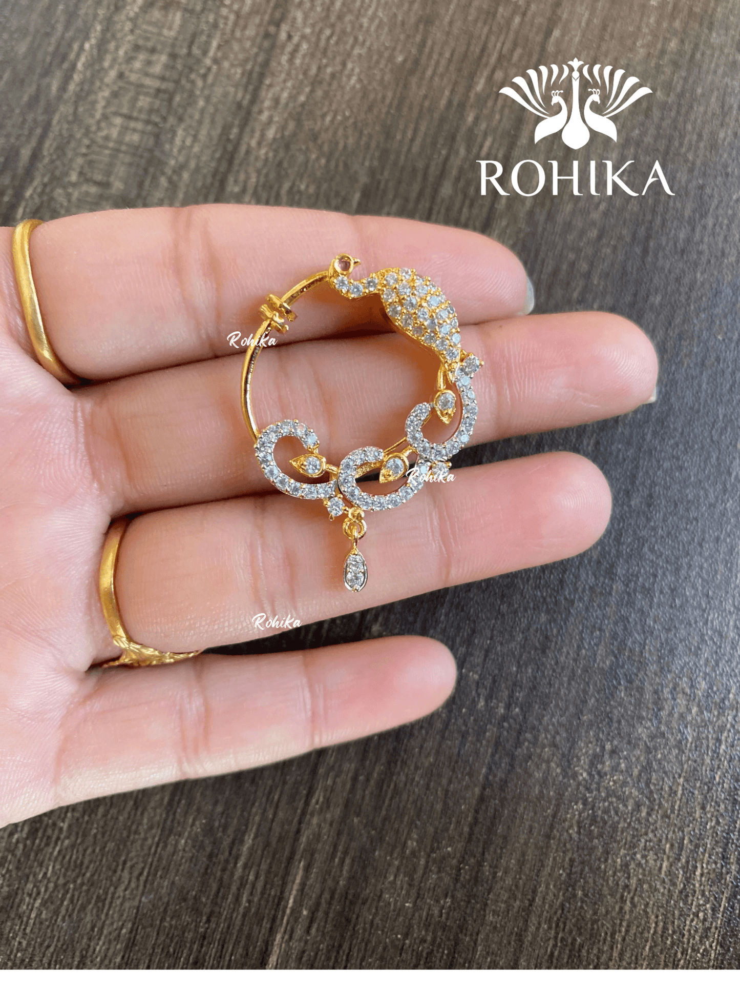 Riya AD stone Nath (042) - Golden - Rohika Store