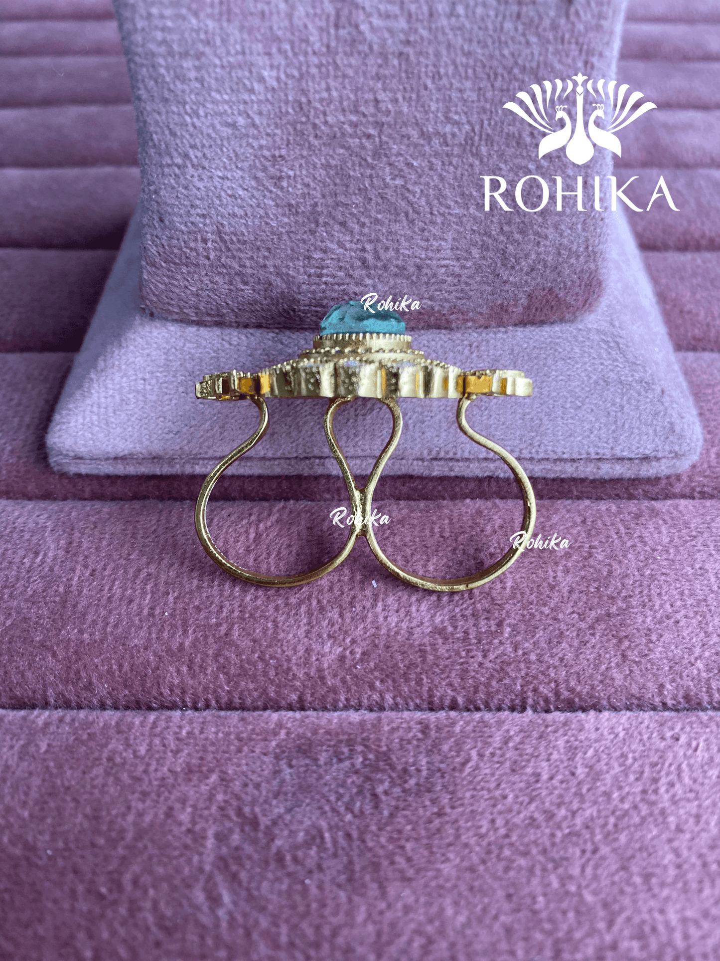 Angana polki kundan ring (SG-145) - Blue - Rohika Store