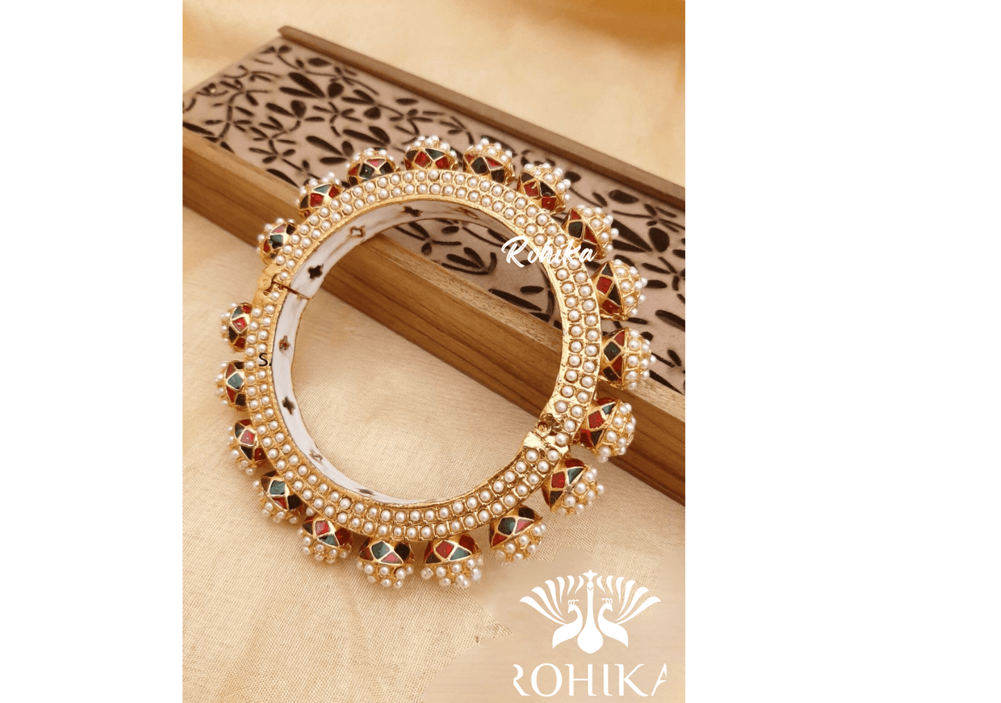 Navya jadau bangles (Single) -Multi colour - Rohika Store