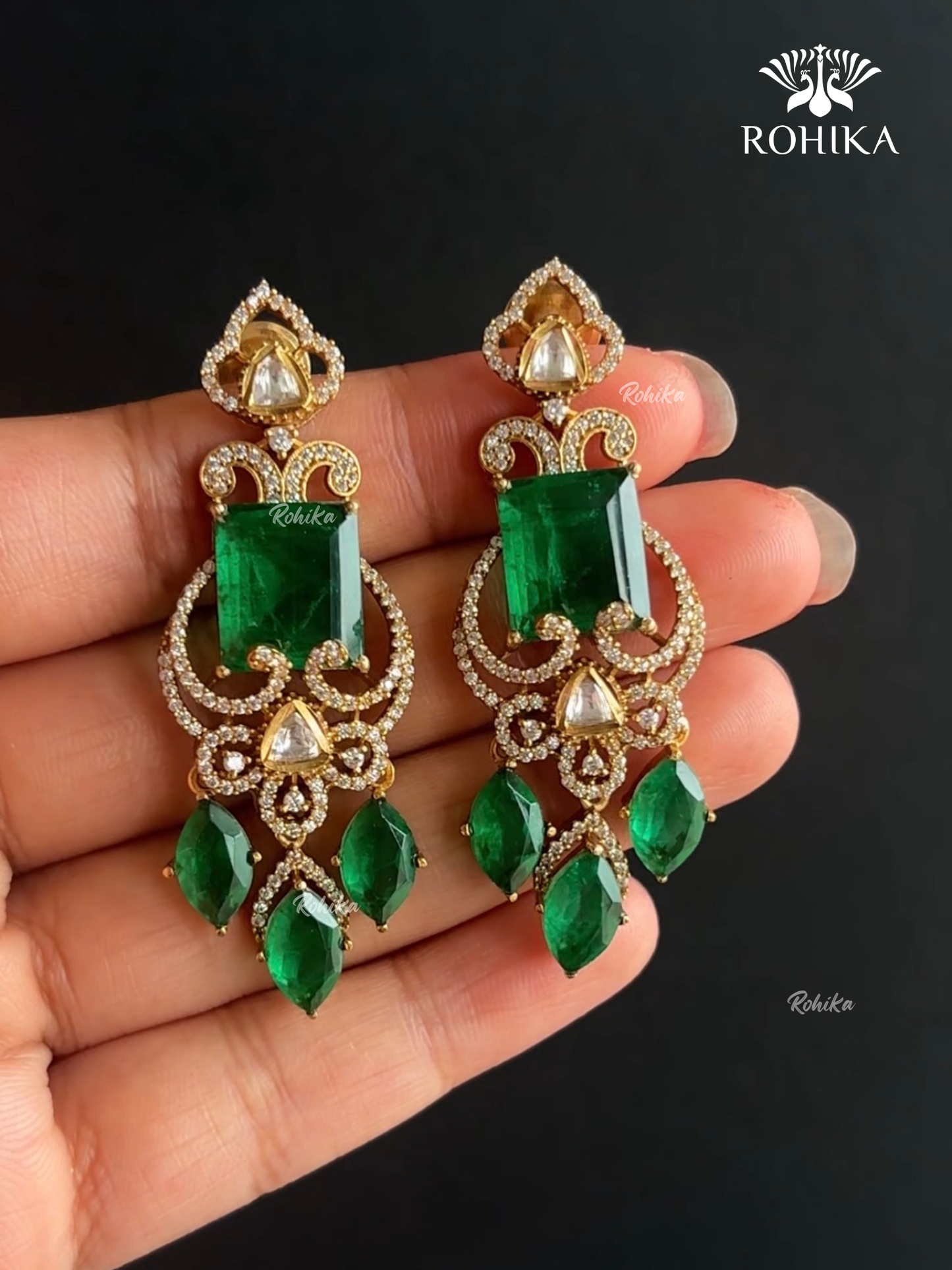 Juhi Doublet Earrings - Green