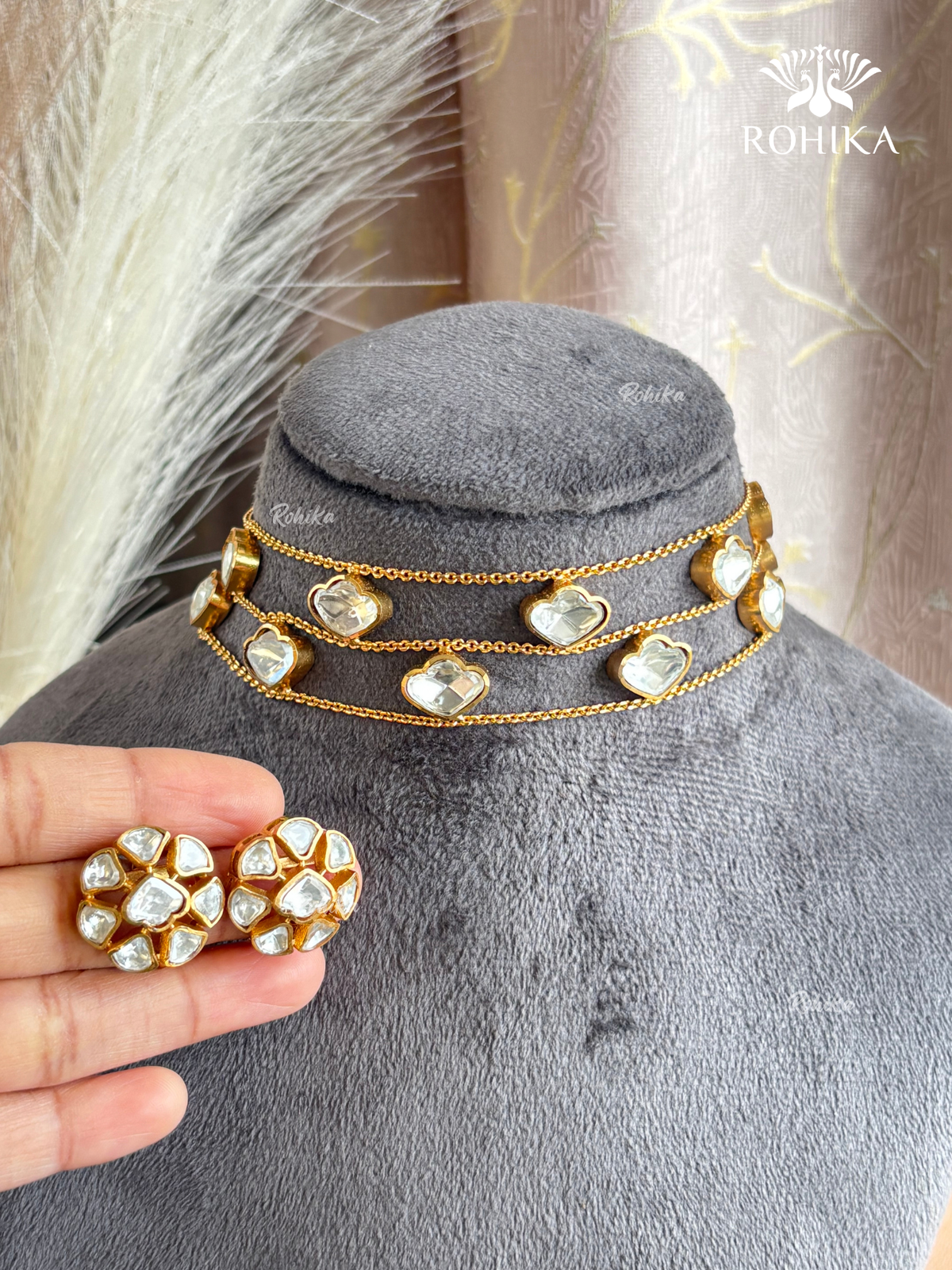 Bhuvi Moisanite Statement Choker Set - White
