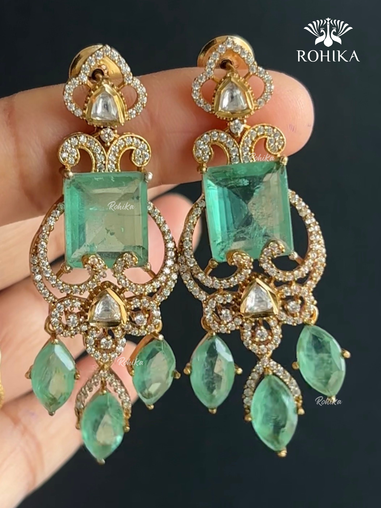 Juhi Doublet Earrings - Mint Green