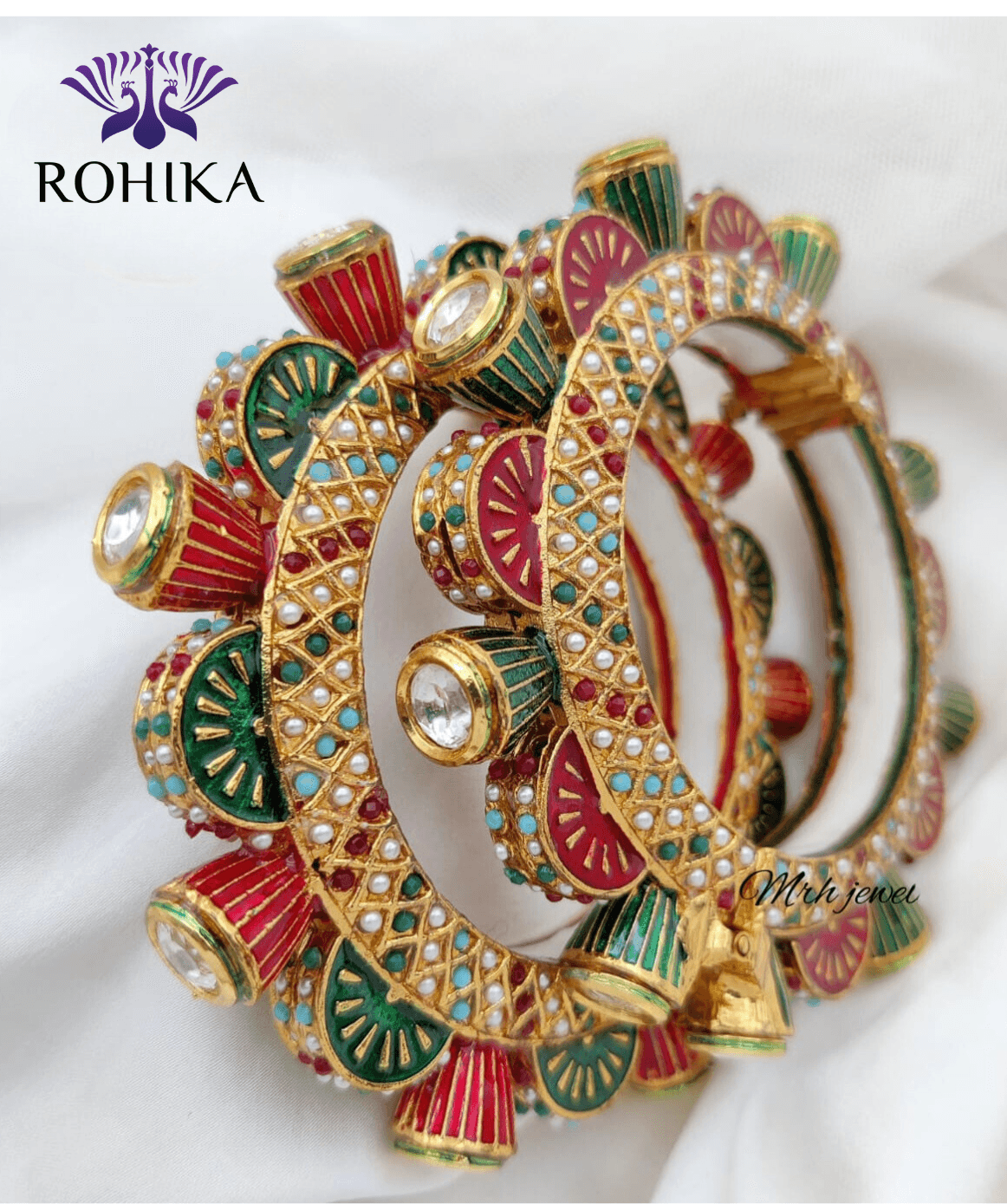 Aayat jadau bangles - Red and Green - Rohika Store