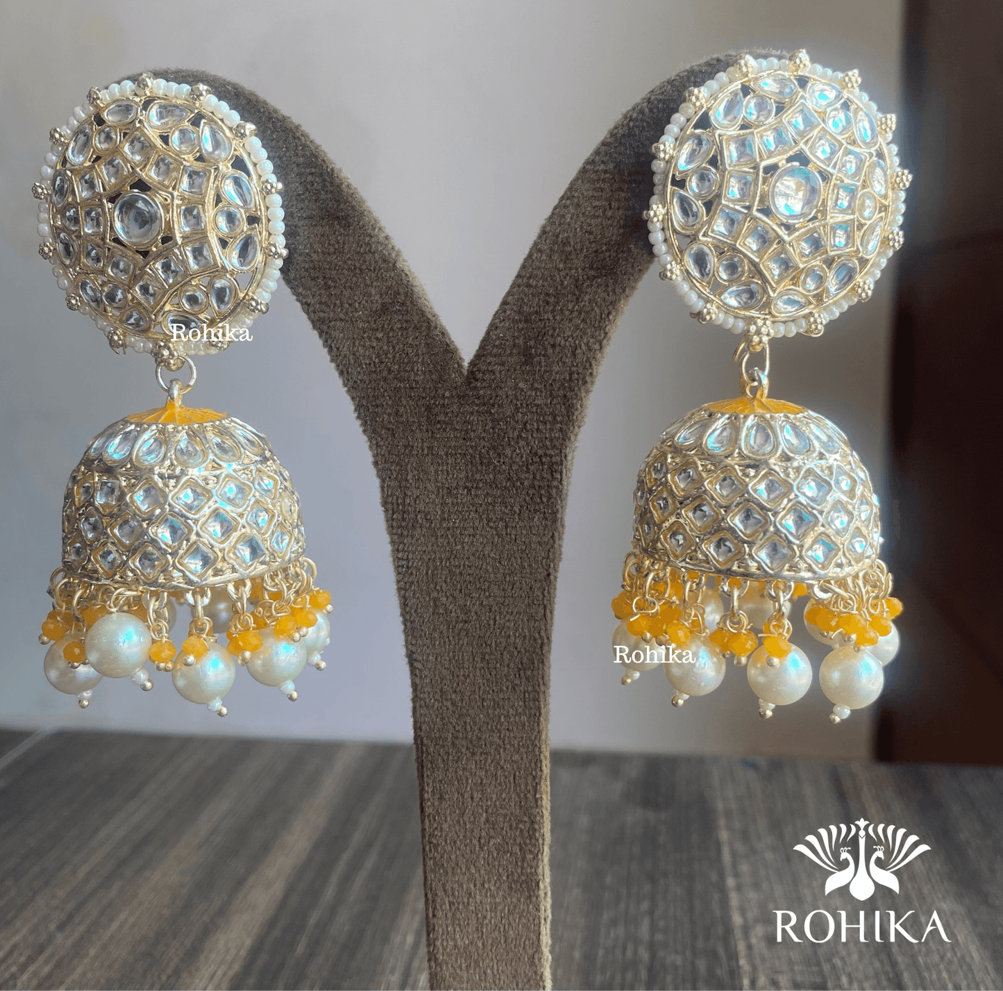 Manya jhumka earrings - Yellow - Rohika Store