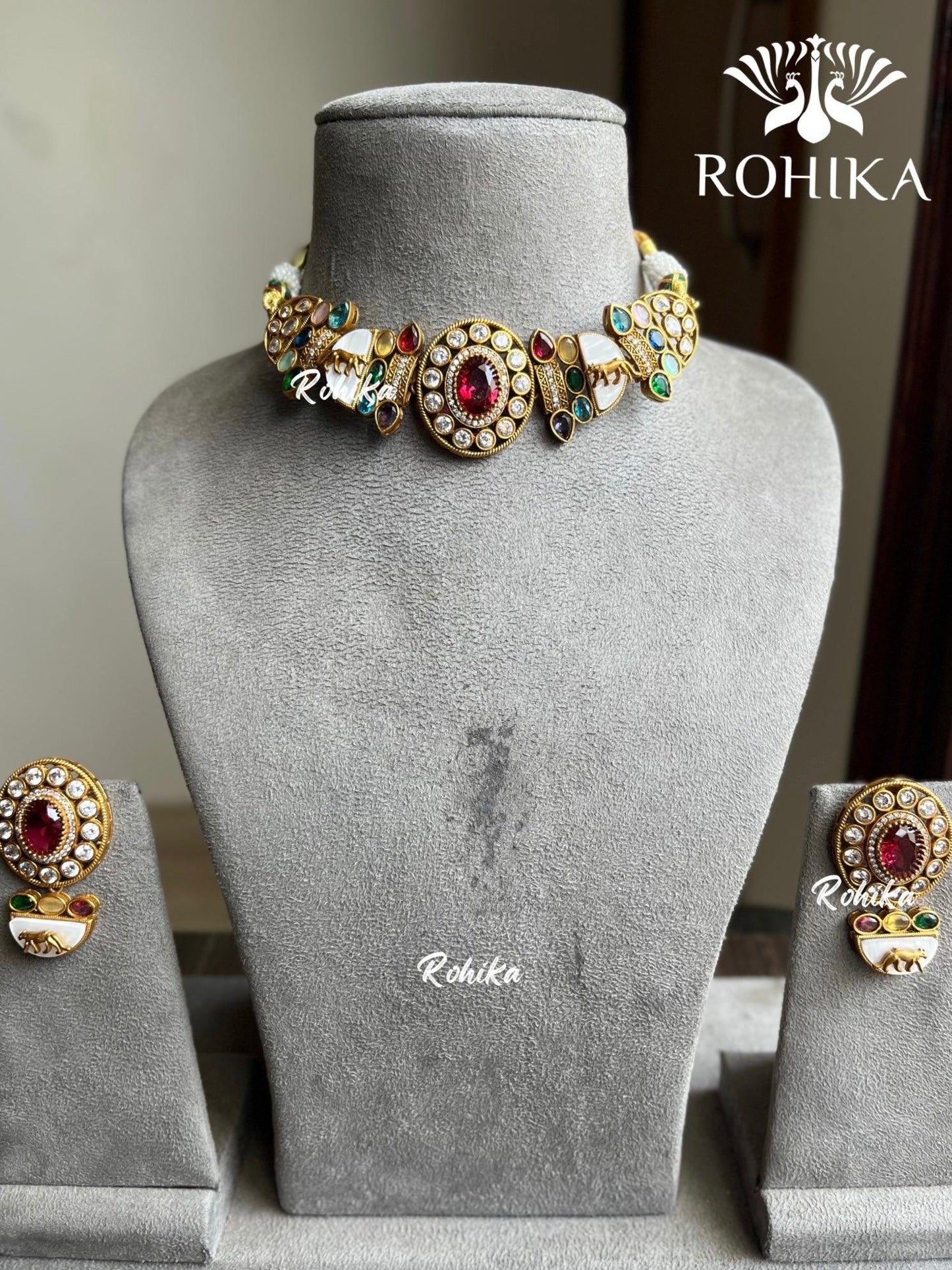 Sabha designer choker set - Multi colour - Rohika Store