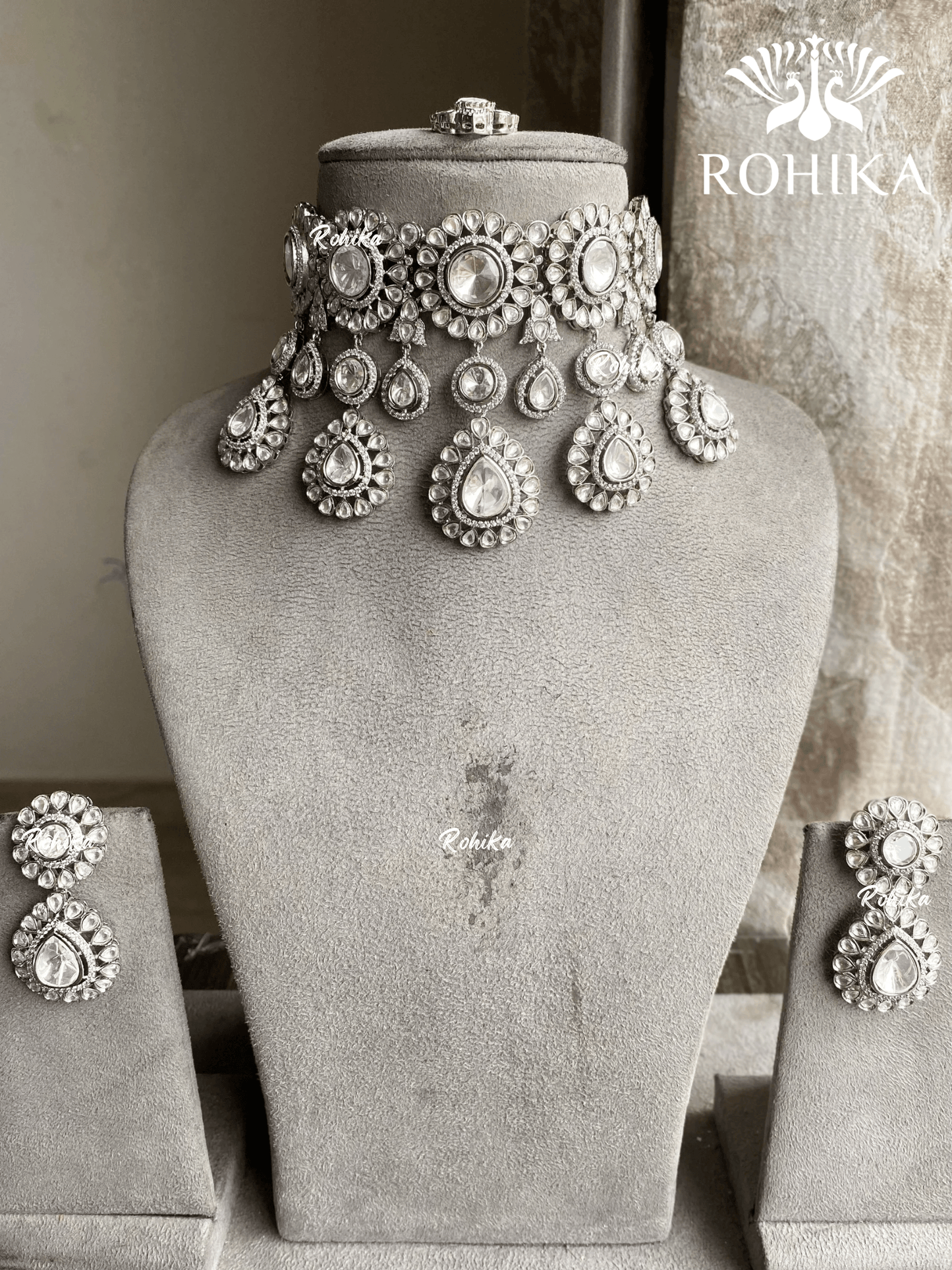 Pia polki kundan choker set - White - Rohika Store