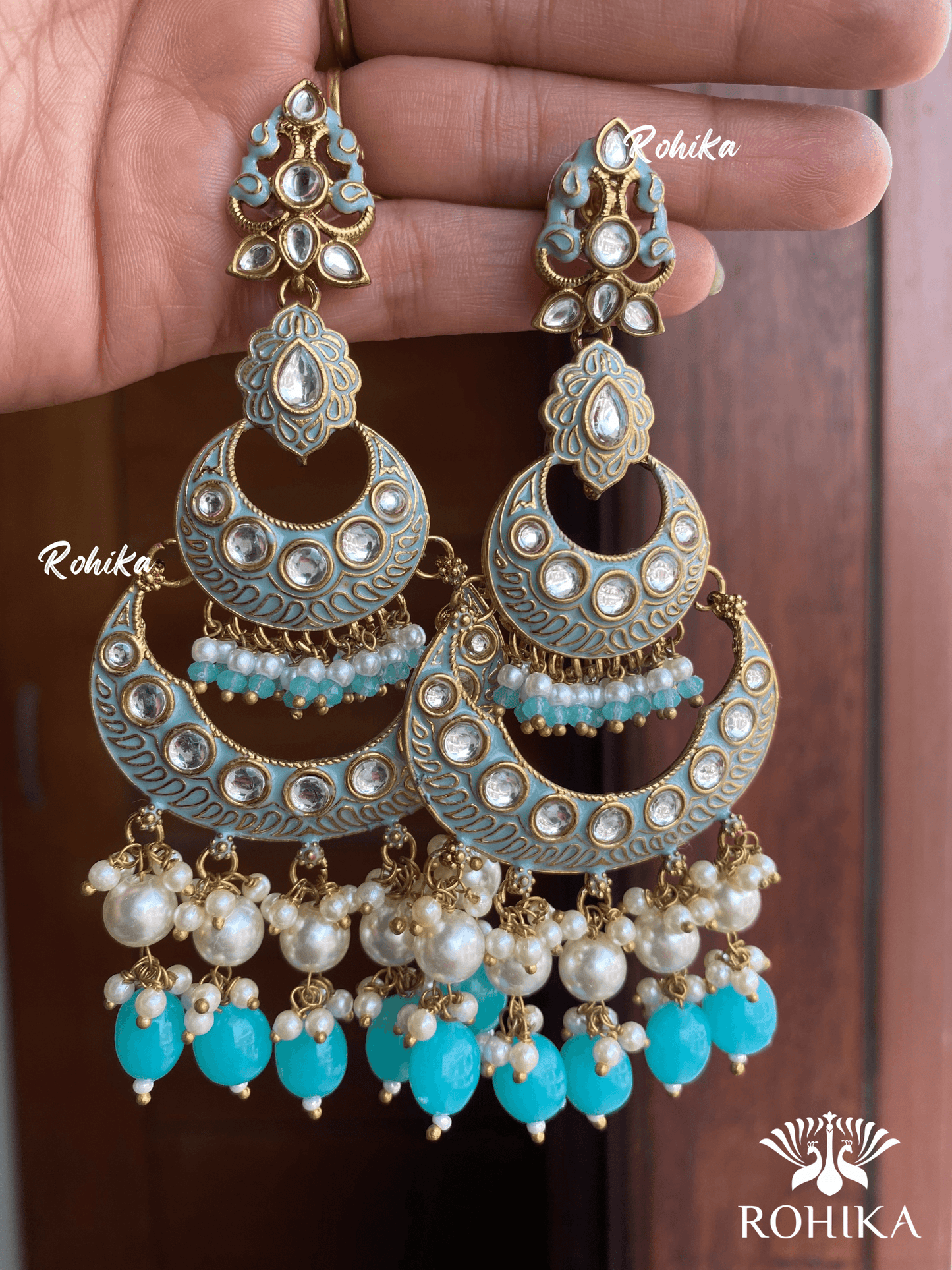 Piya beautiful earrings - Sky blue - Rohika Store