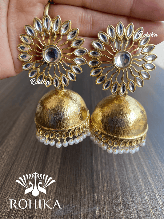 Navisha juhmka earring (GJ007)-Golden - Rohika Store