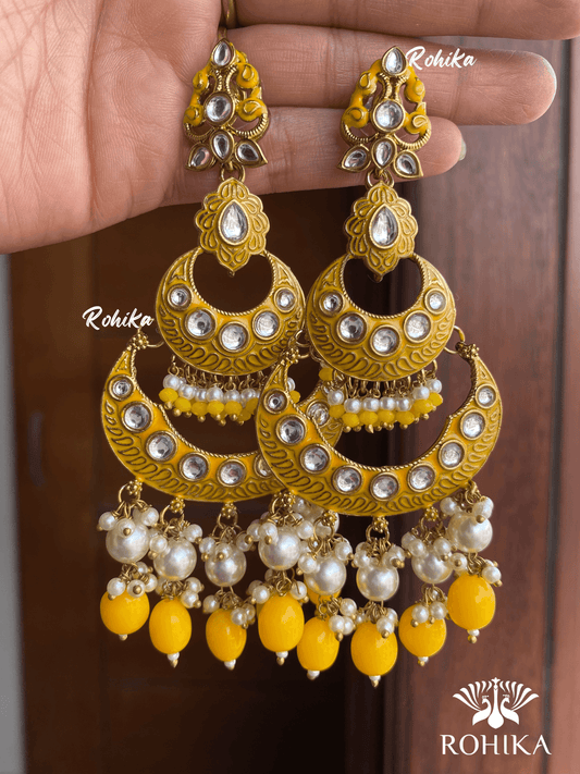 Piya beautiful earrings-Yellow - Rohika Store
