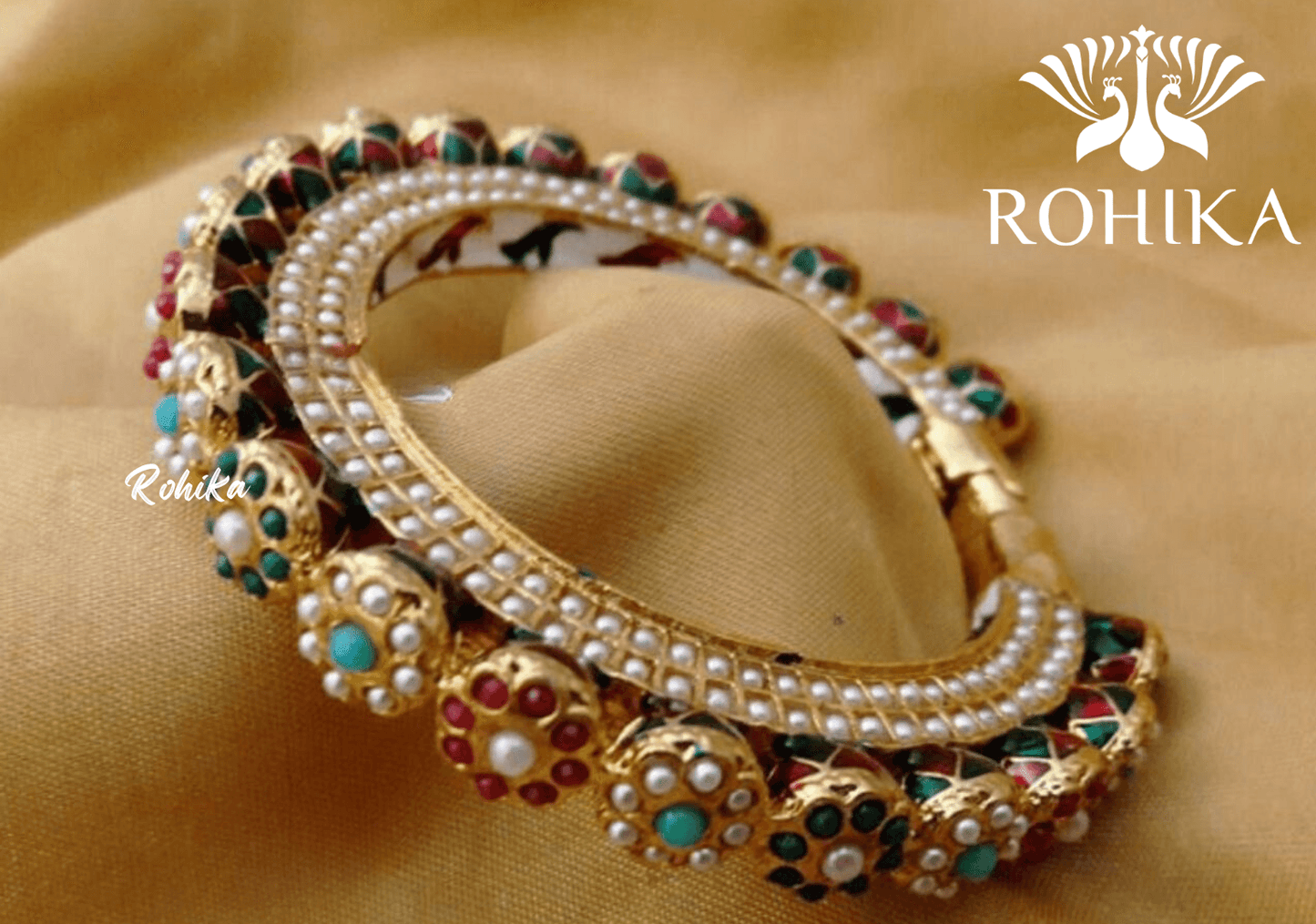 Navya jadau bangles (Single) - Multi colour - Rohika Store
