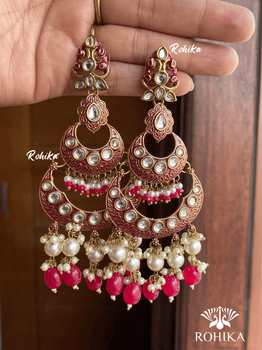 Piya beautiful earrings - Megenta - Rohika Store