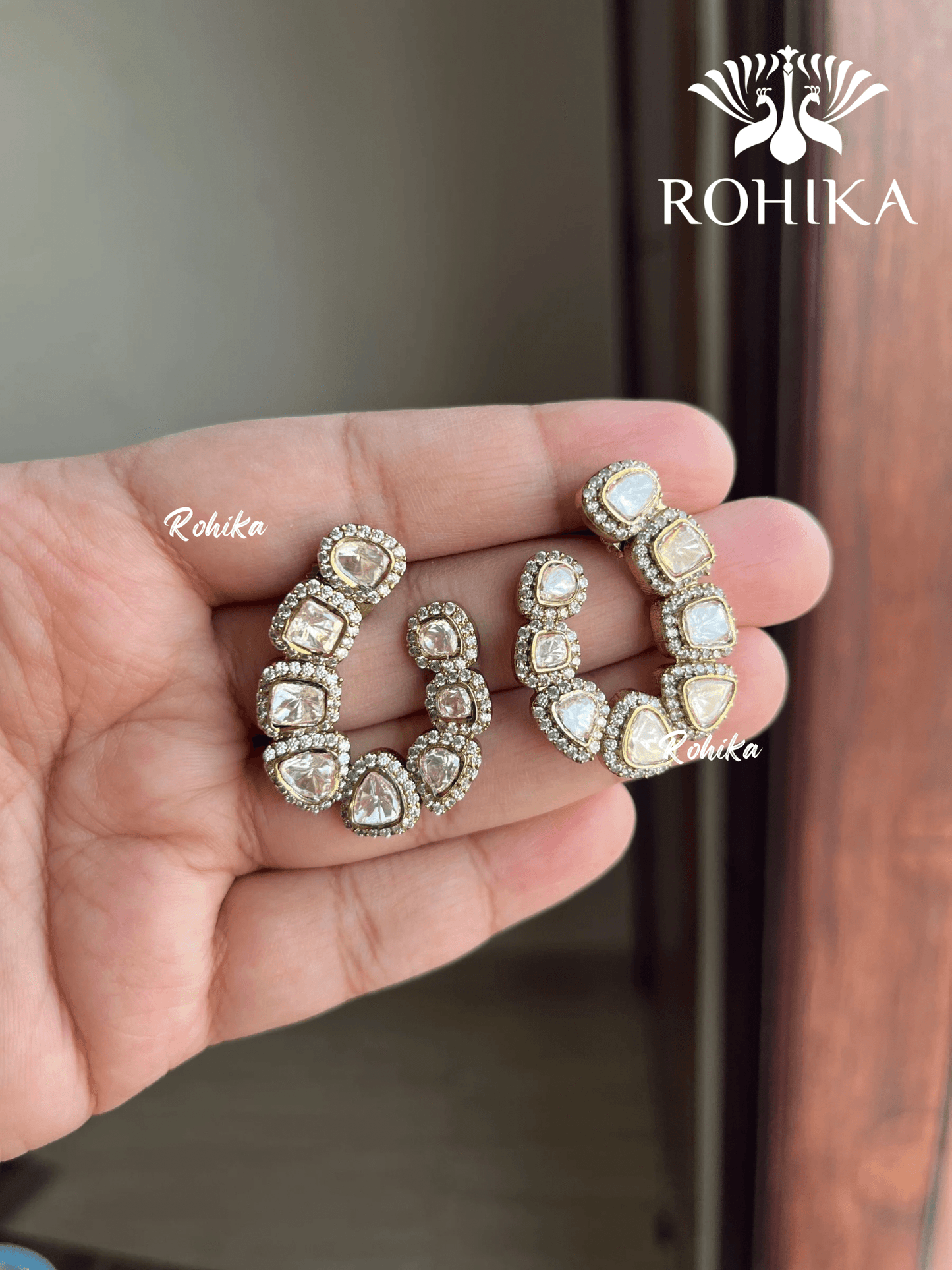 Moana moisinte kundan earrings - Golden - Rohika Store