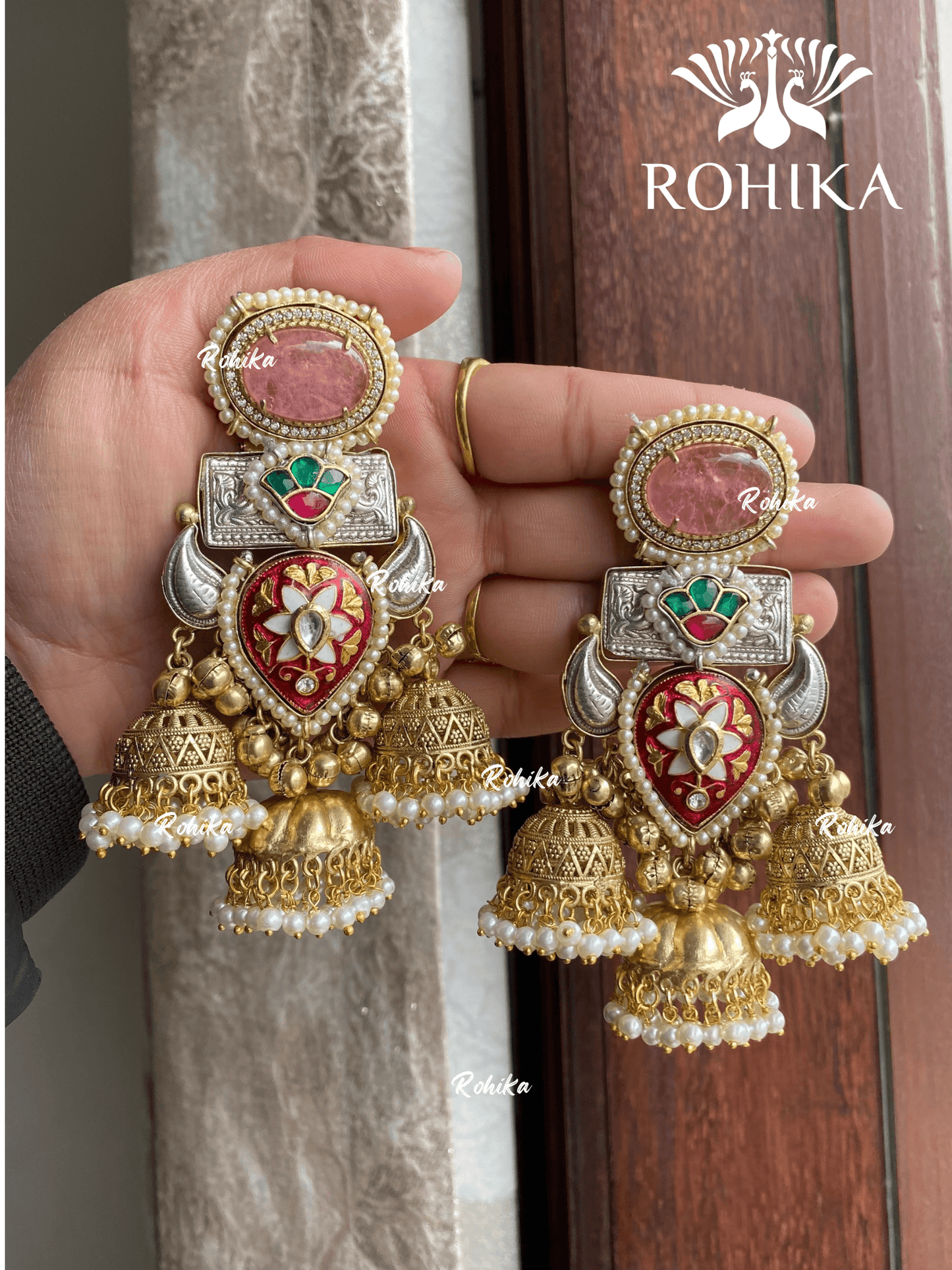 Banjara fusion earrings (FE-021) - Pink - Rohika Store
