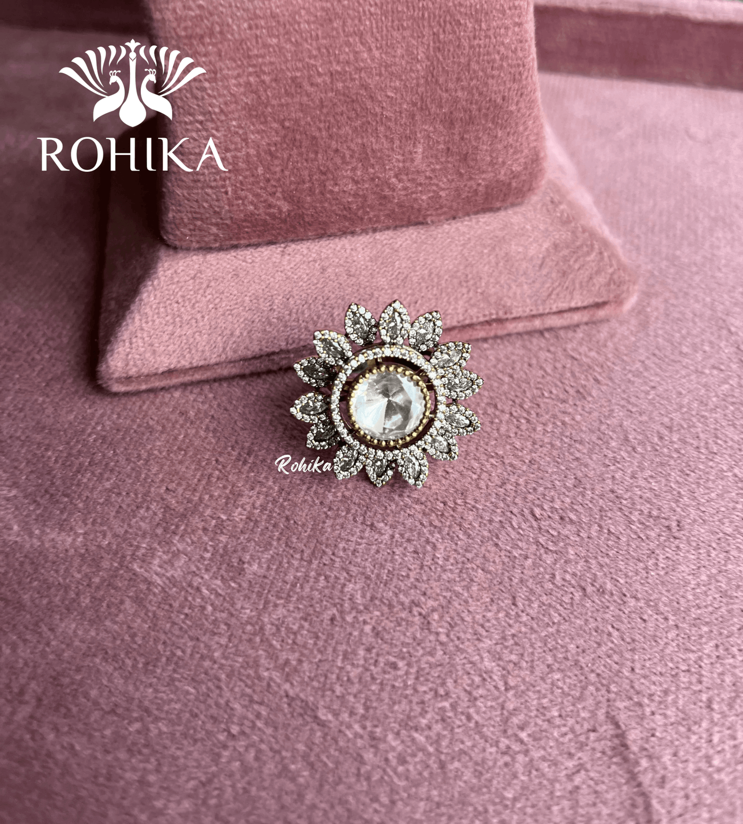 Angana polki kundan ring (SG-002) - White - Rohika Store