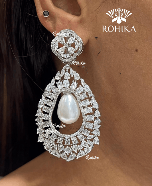 Donna american diamond earrings - White - Rohika Store