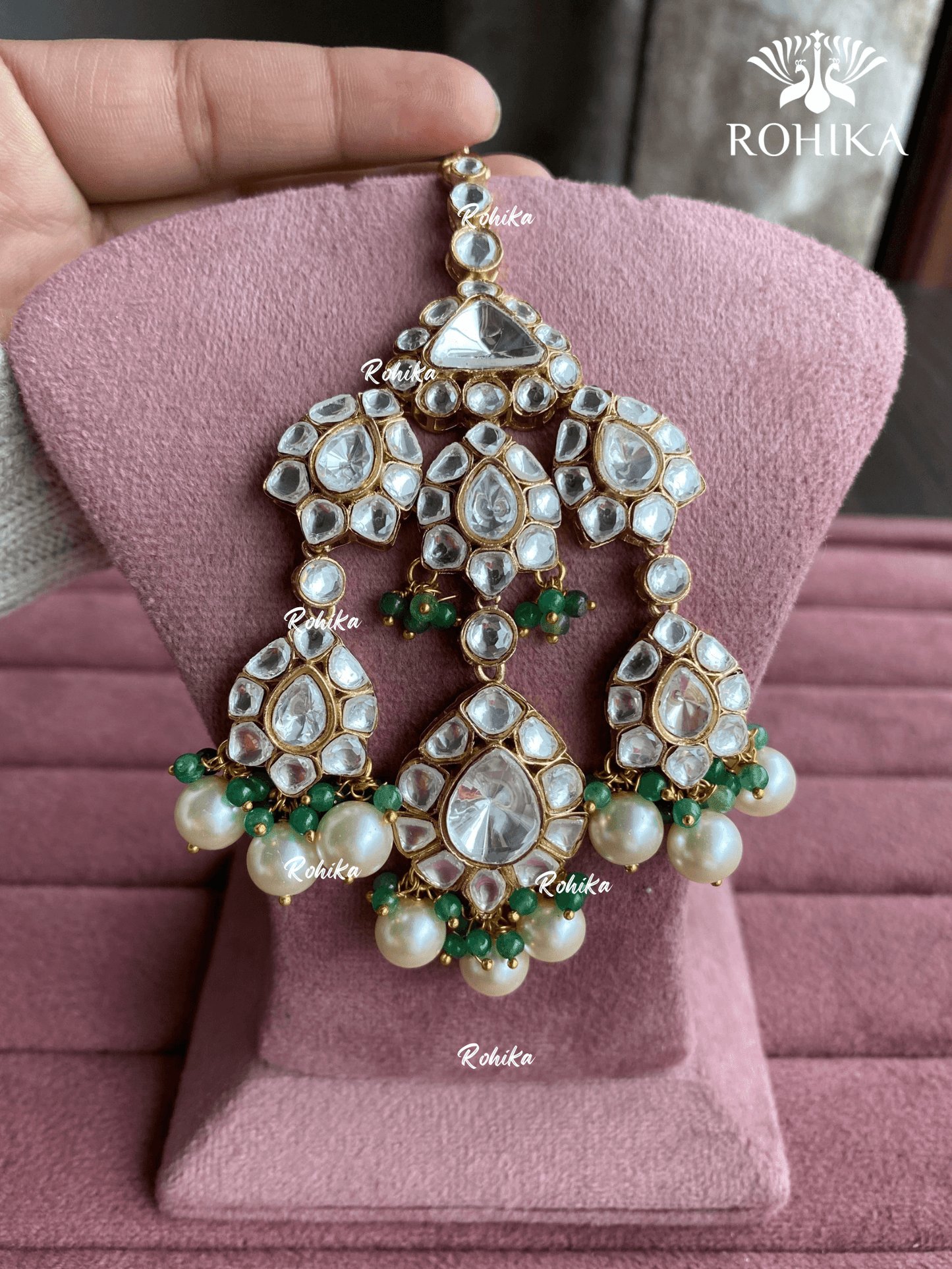 Bandini polki kundan passa /jhoomer (012) - Mint green - Rohika Store