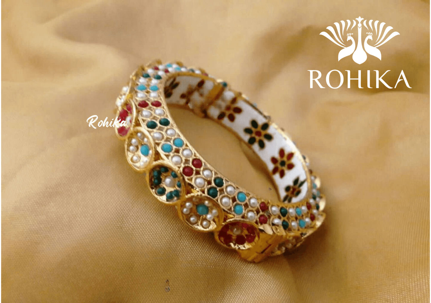 Navya jadau bangles (Single) - Multi colour - Rohika Store