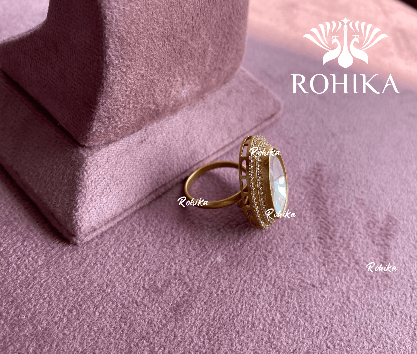 Angana polki kundan ring (SG-034) - White - Rohika Store