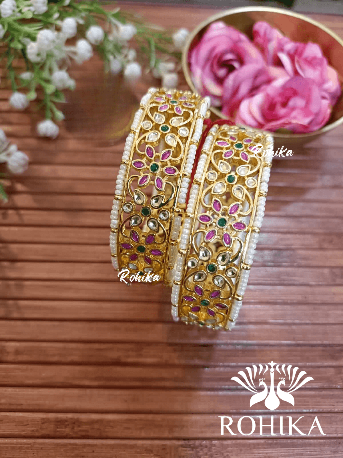 Pachhi kundan bangles - Multi (Pkb004-M) - Rohika Store