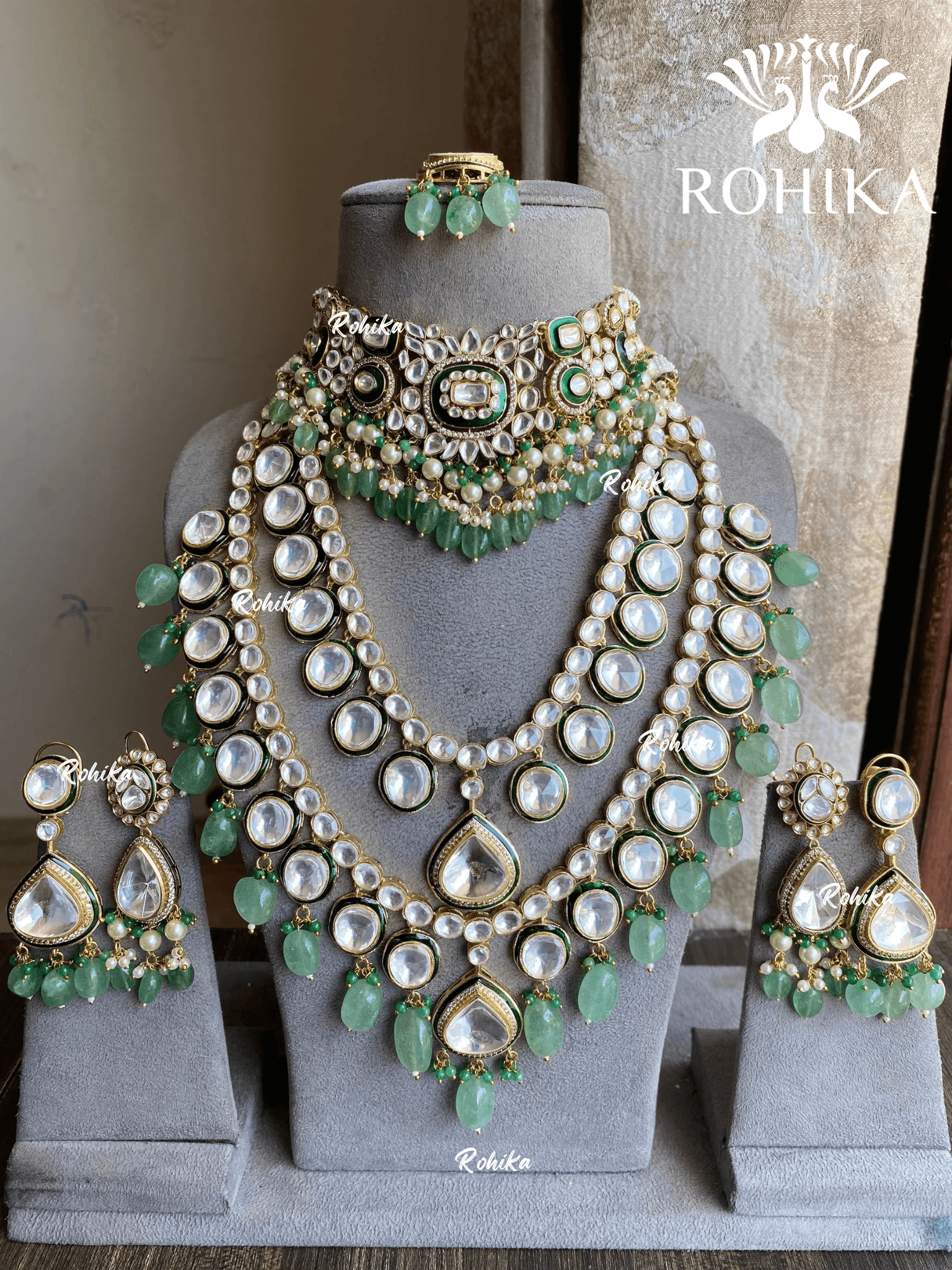 Kundan Green Bridal Jewellery Choker Mint Green Jewellery Set
