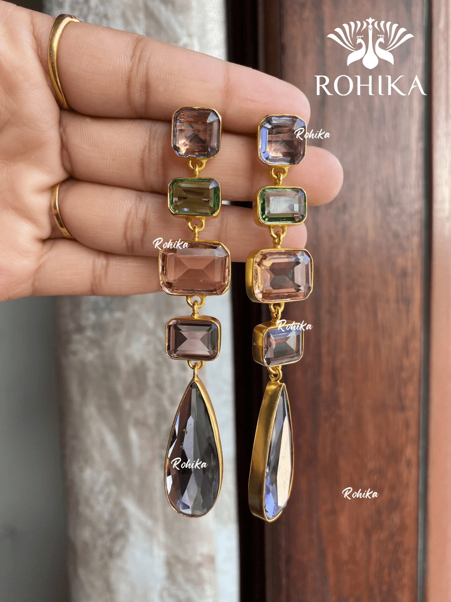 Designer earrings (M-007) - Multi colour - Rohika Store