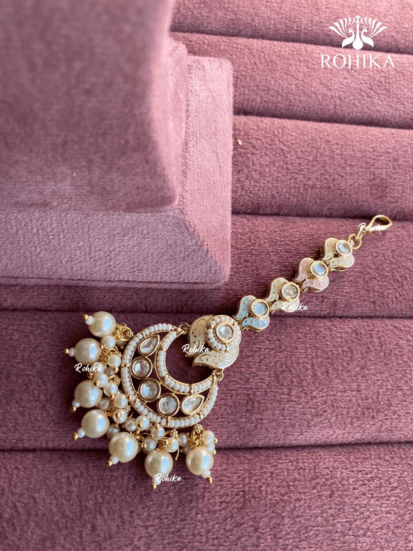 Polki kundan maangtikka (PLKM-028) - White - Rohika Store