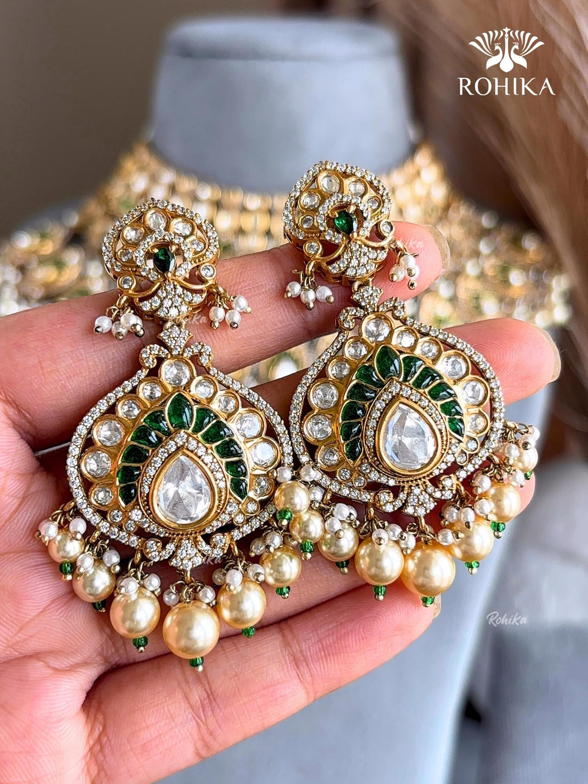 Lakshita Moisanite Bridal Choker Set - Green
