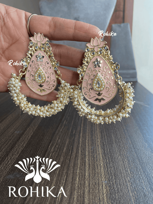 Ashnoor beautiful earrings-Peach - Rohika Store