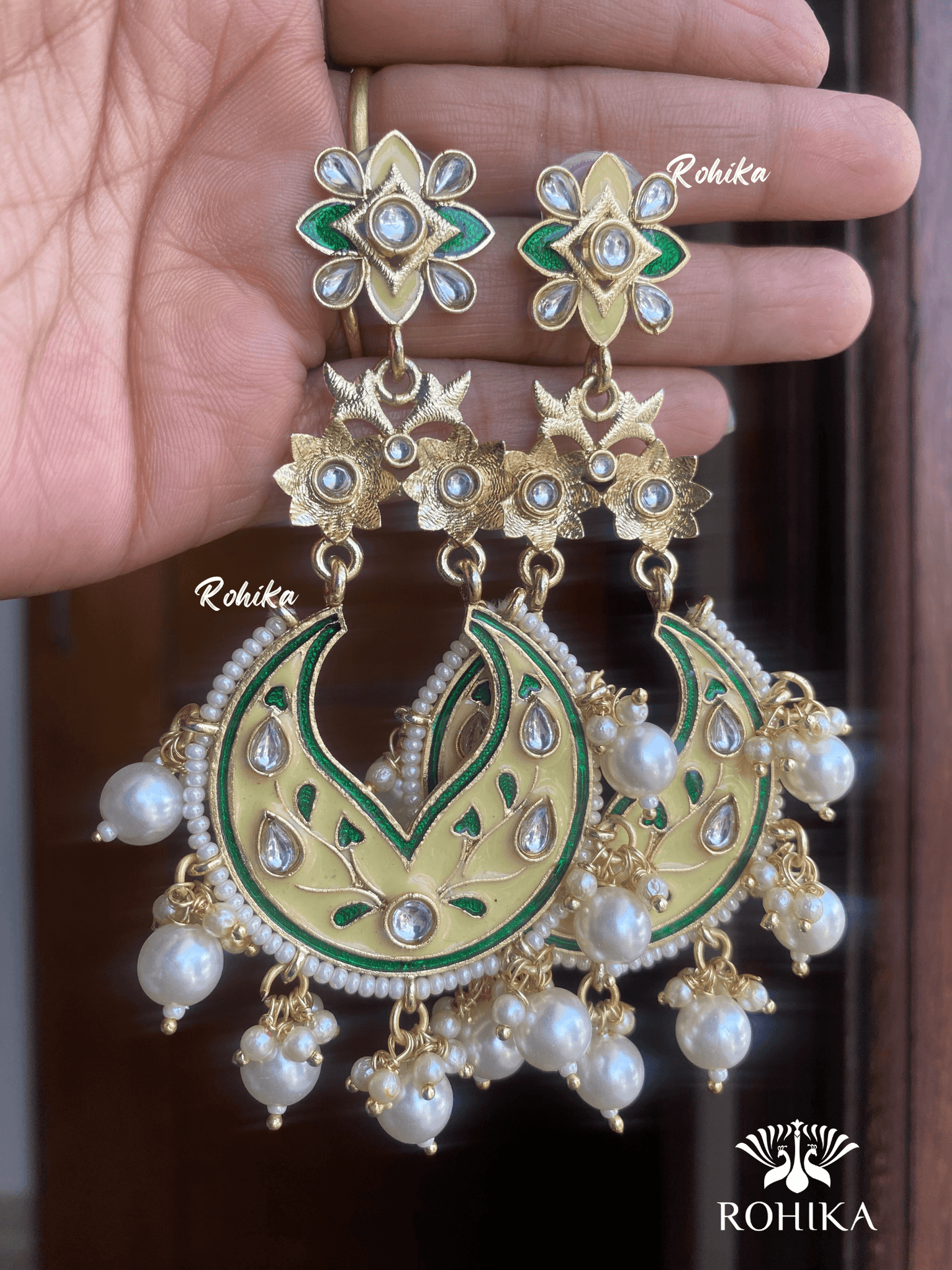 Rajani meenakari earrings - Yellow - Rohika Store